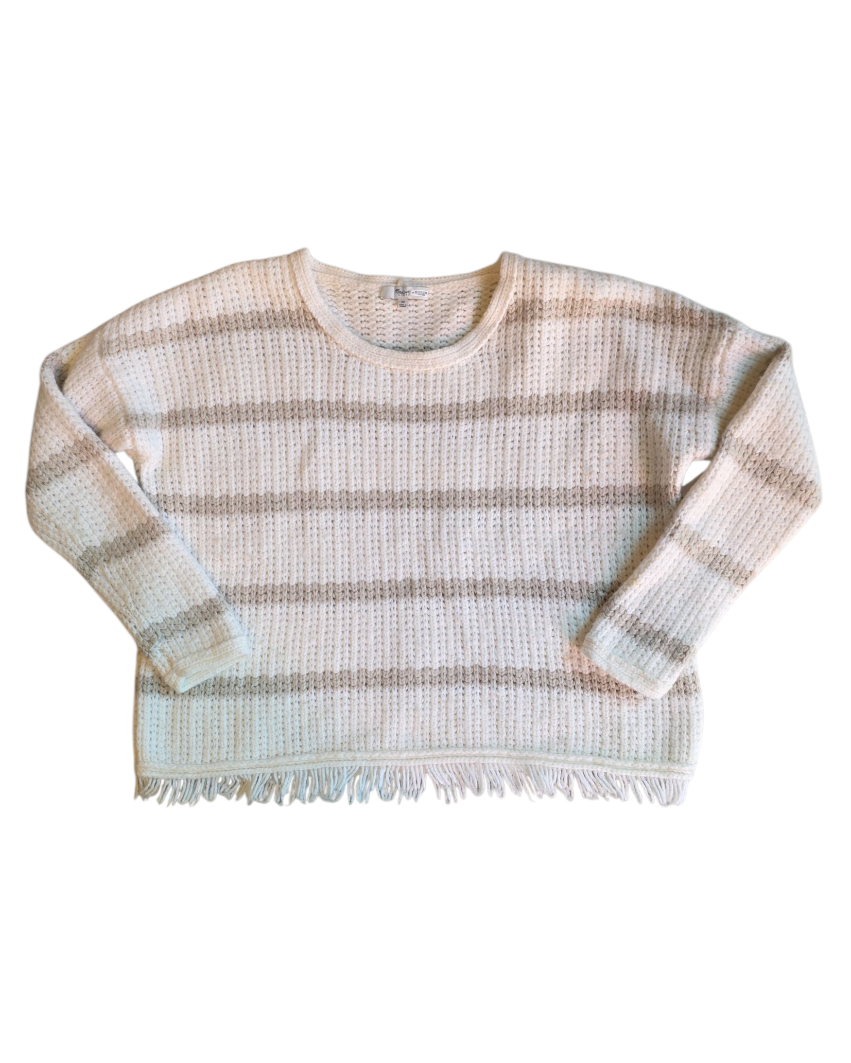 White beige Madewell Striped sweater, M