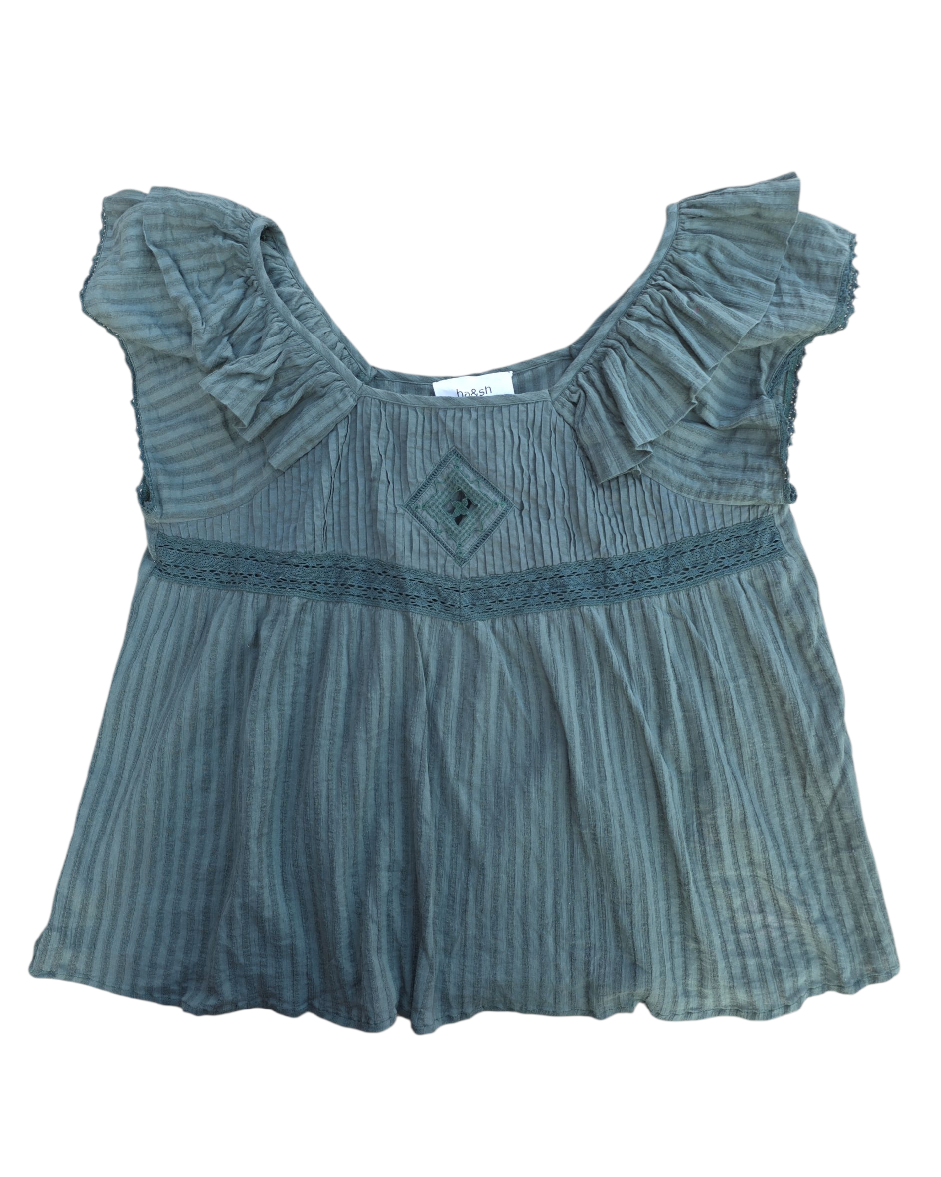 green Ba&sh gauzy baby doll top