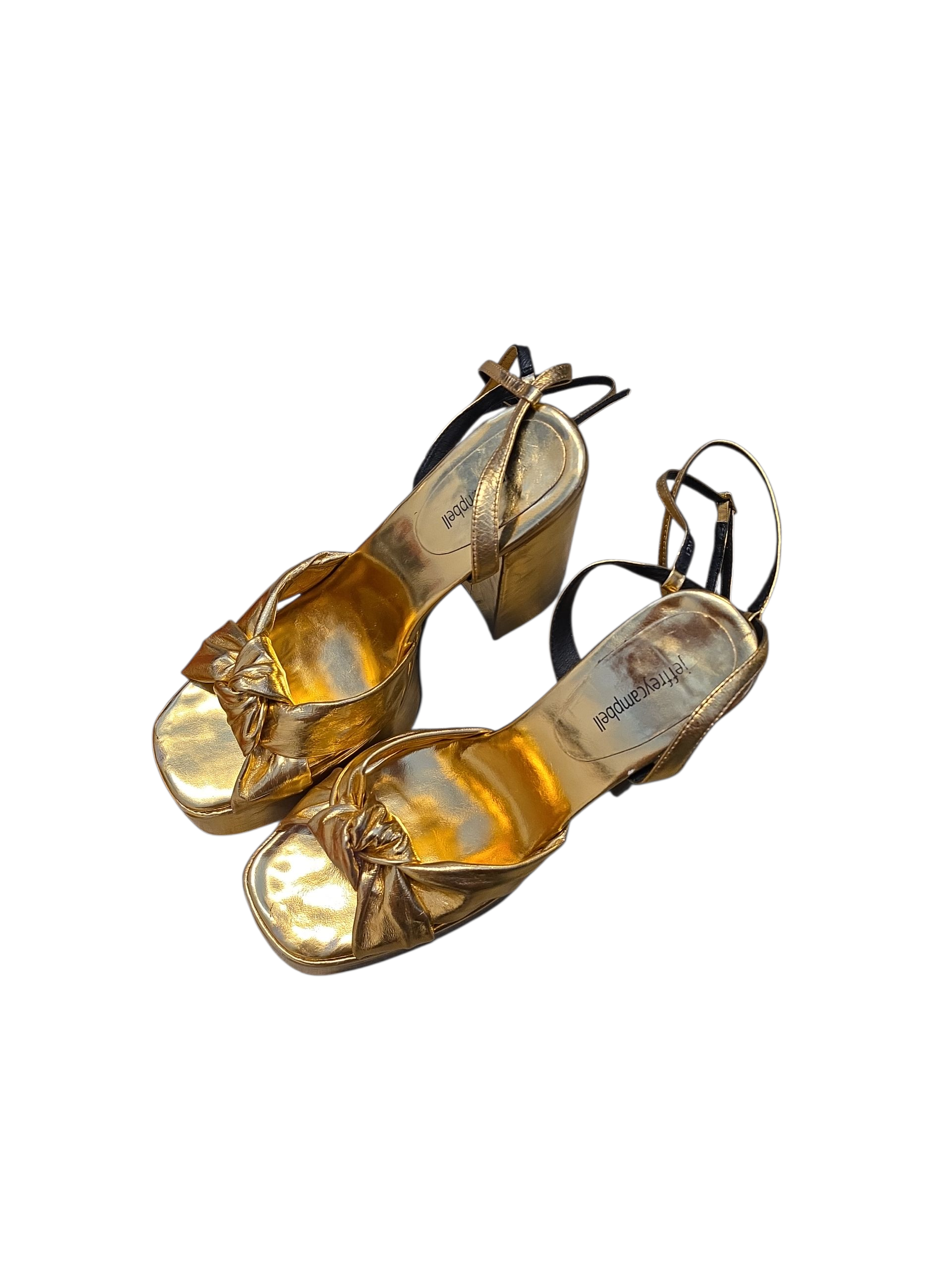 Gold Jeffrey campbell Nib chunky chrome heels, 12
