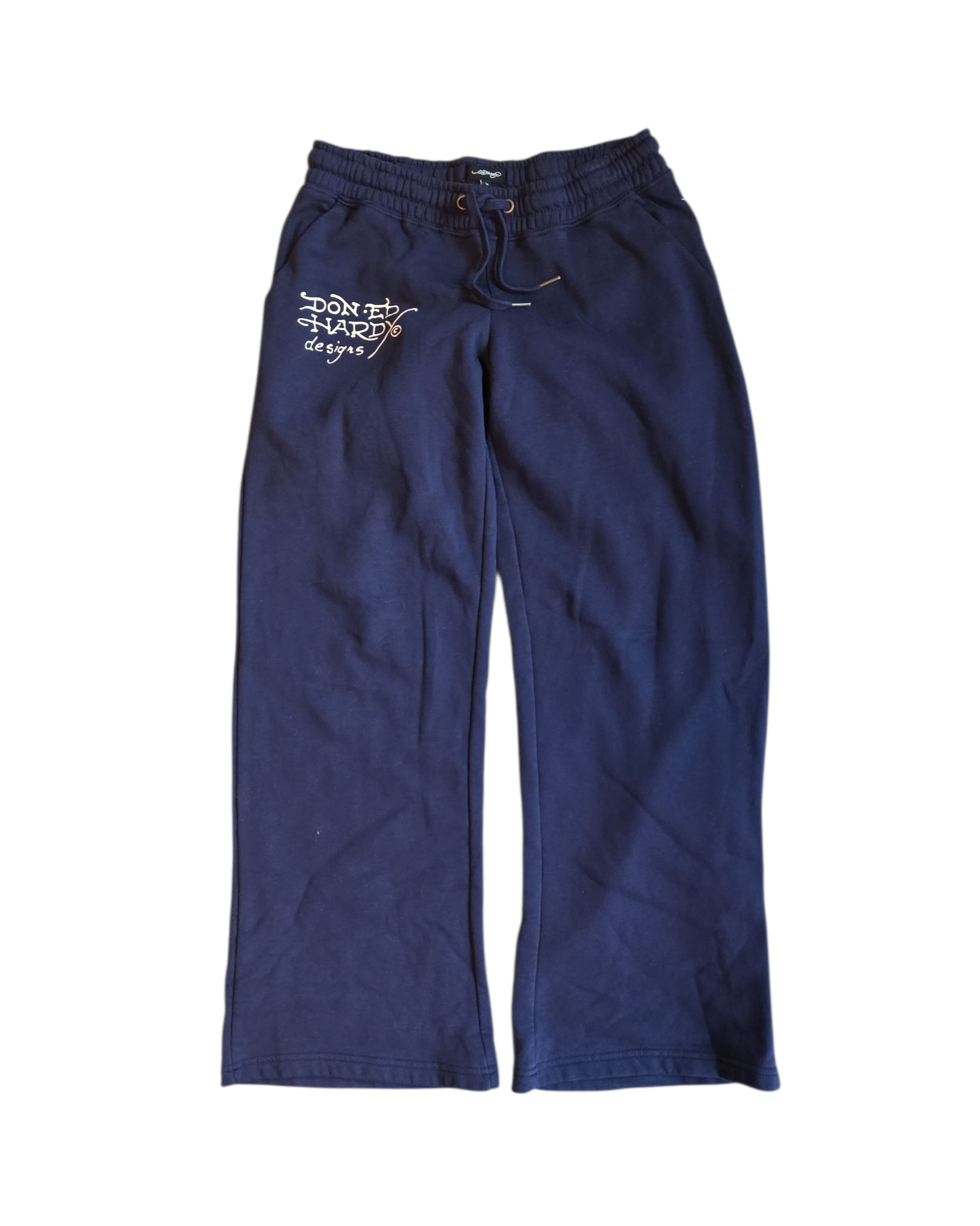 navy blue ed hardy graphic flare lounge pants, M
