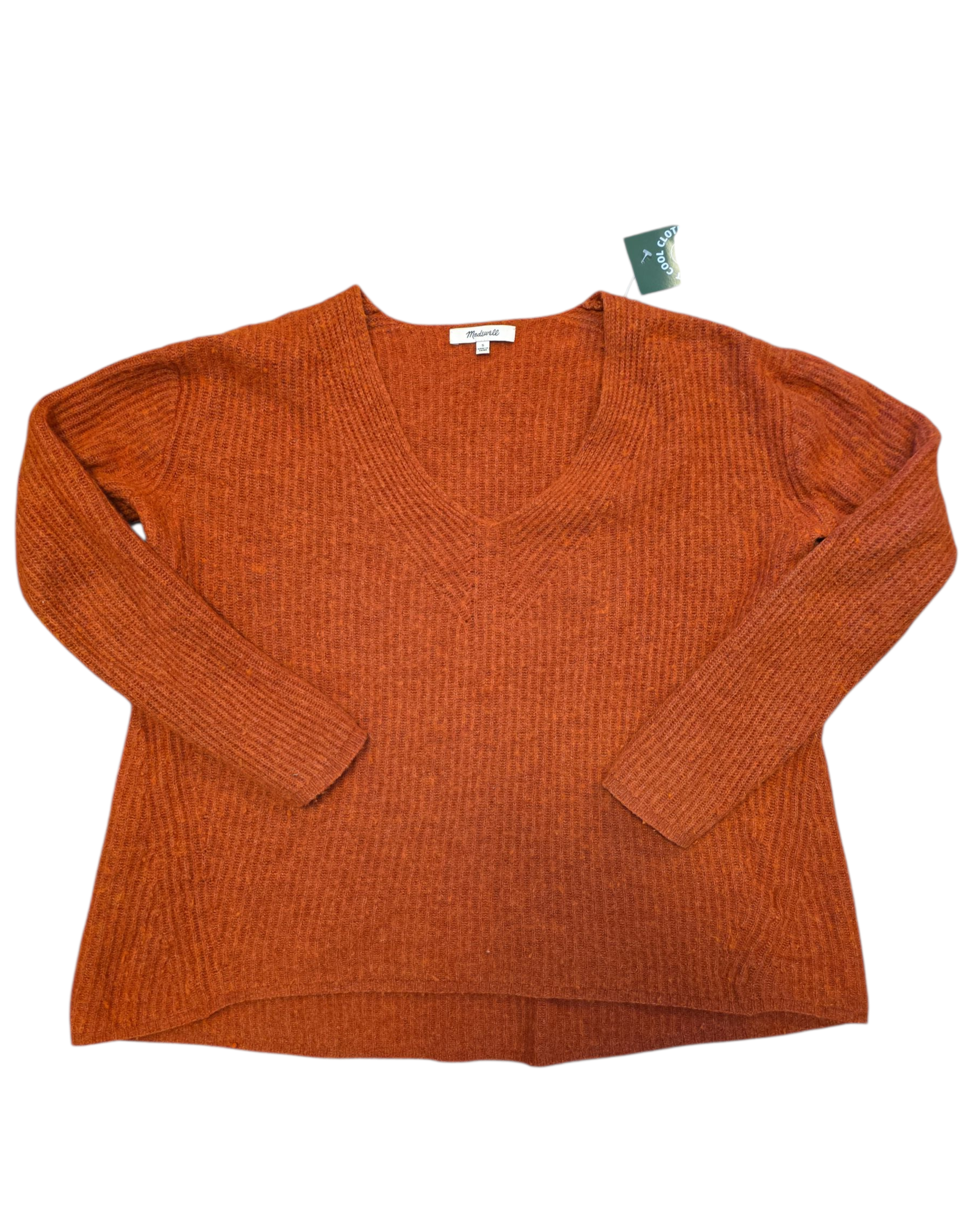 rust madewell v neck sweater, s