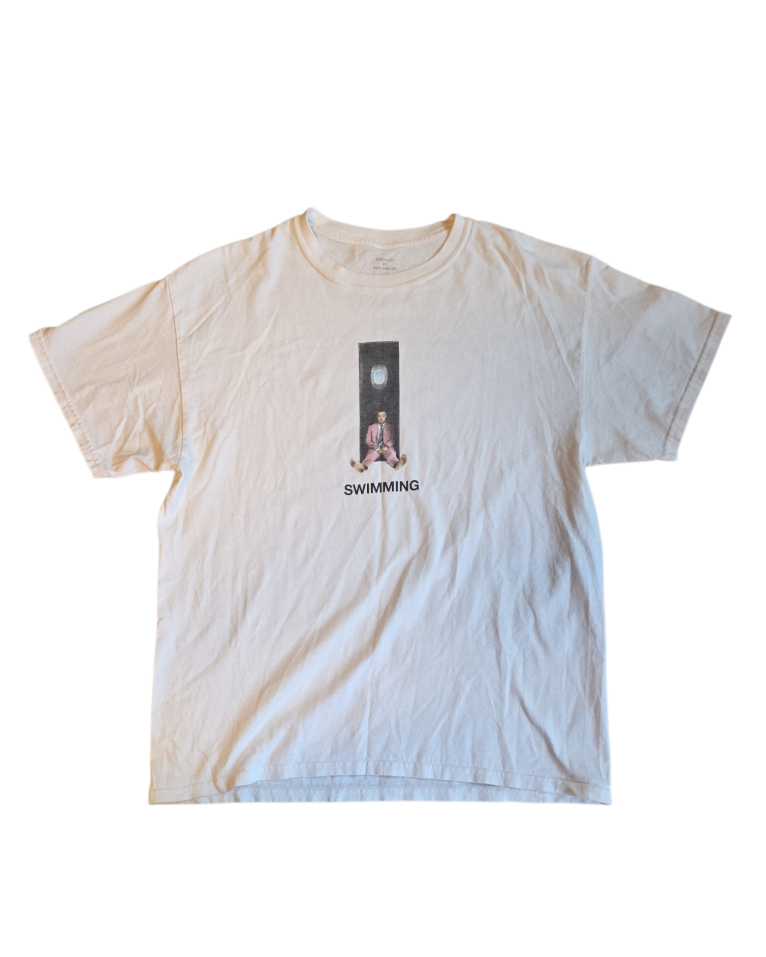 white product swimming mac miller tee, L