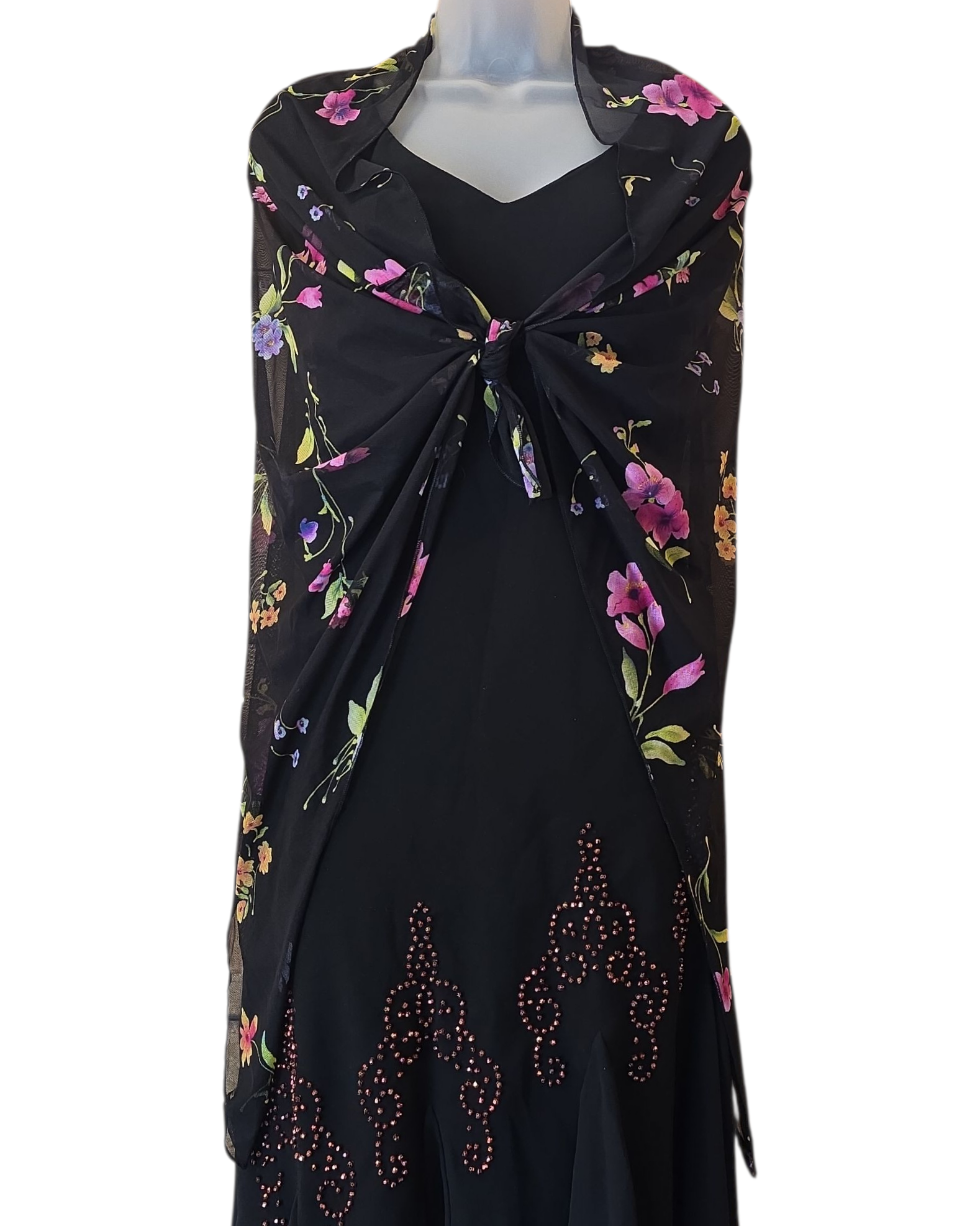 black pink purple  floral sheer scarf