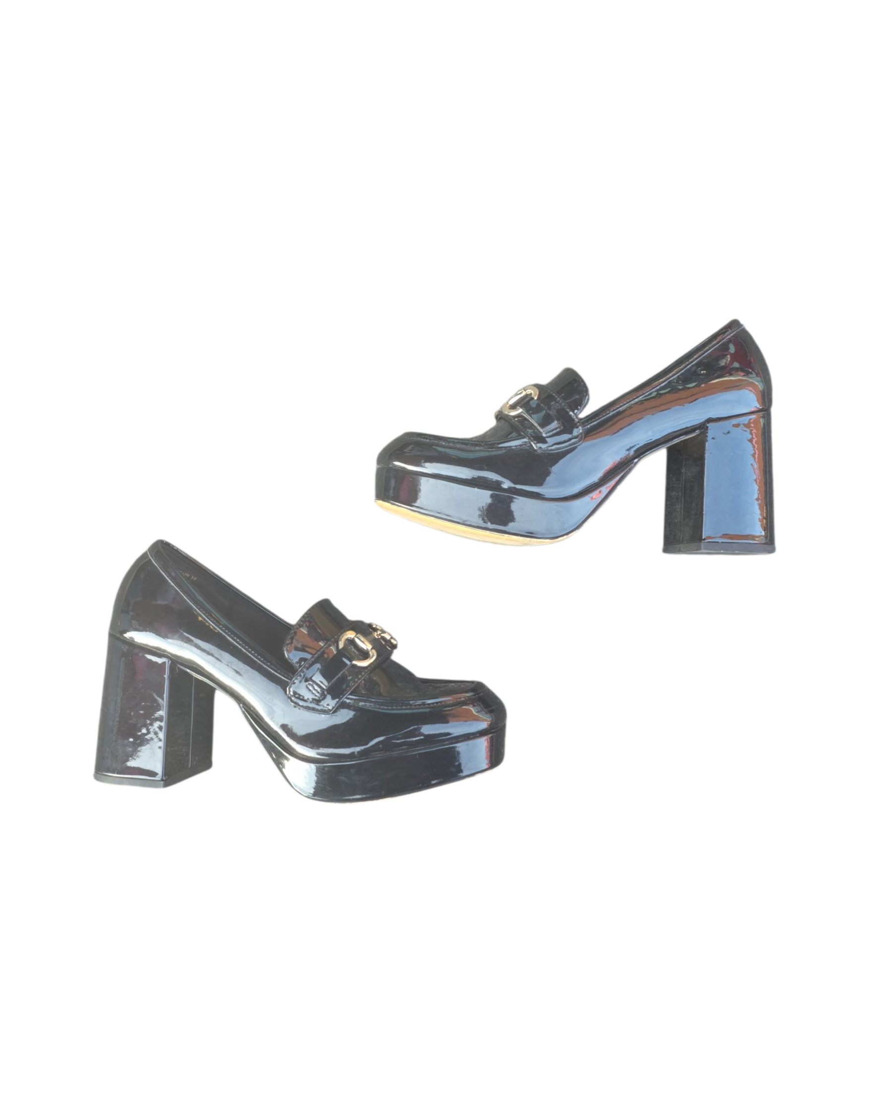 Black H&m Glossy heeled loaffers, 39