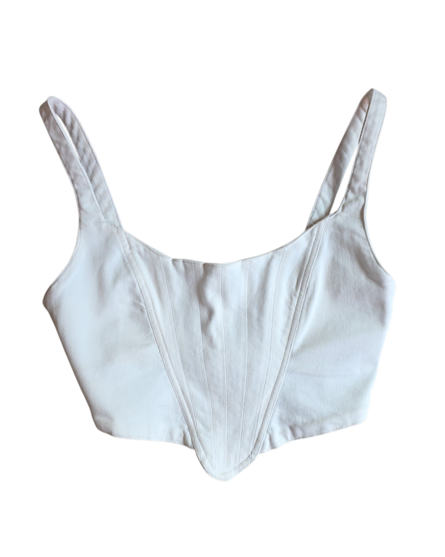 white zara structured denim top, m