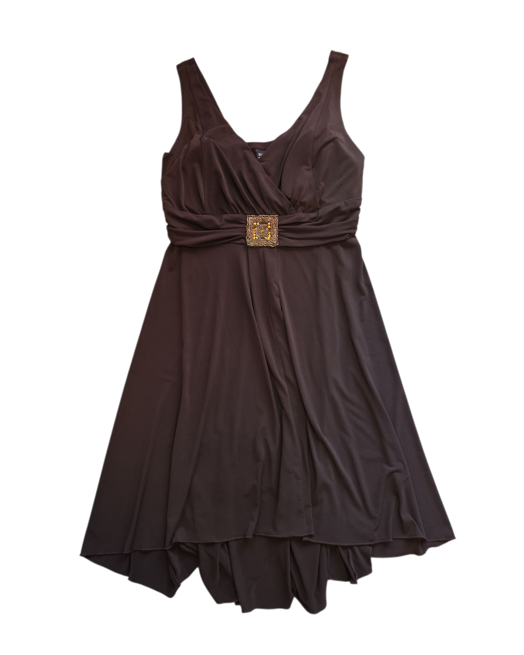 Brown Enfocus Slinky dress w jewels, 16w