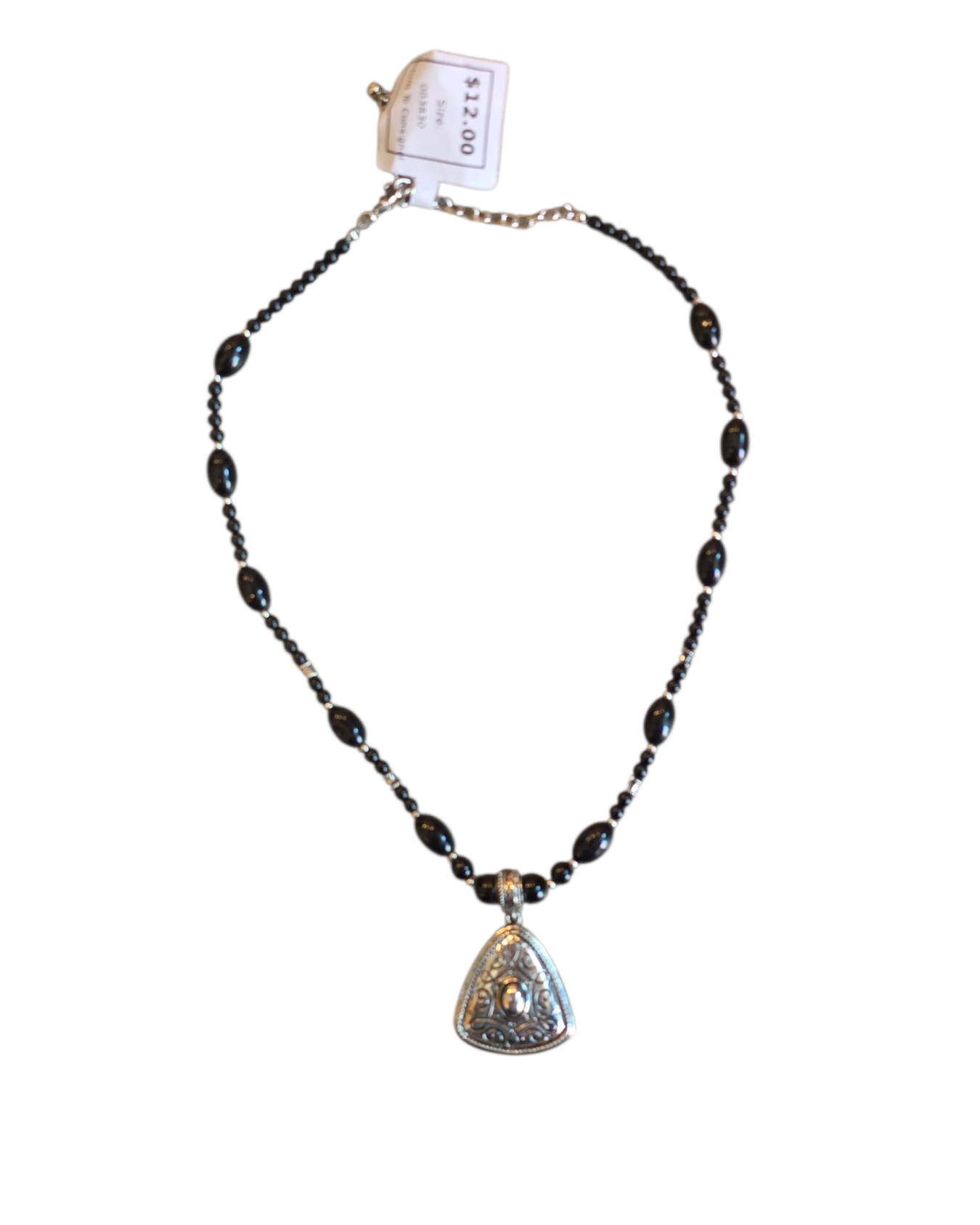 Black silver  Pendant beaded necklace