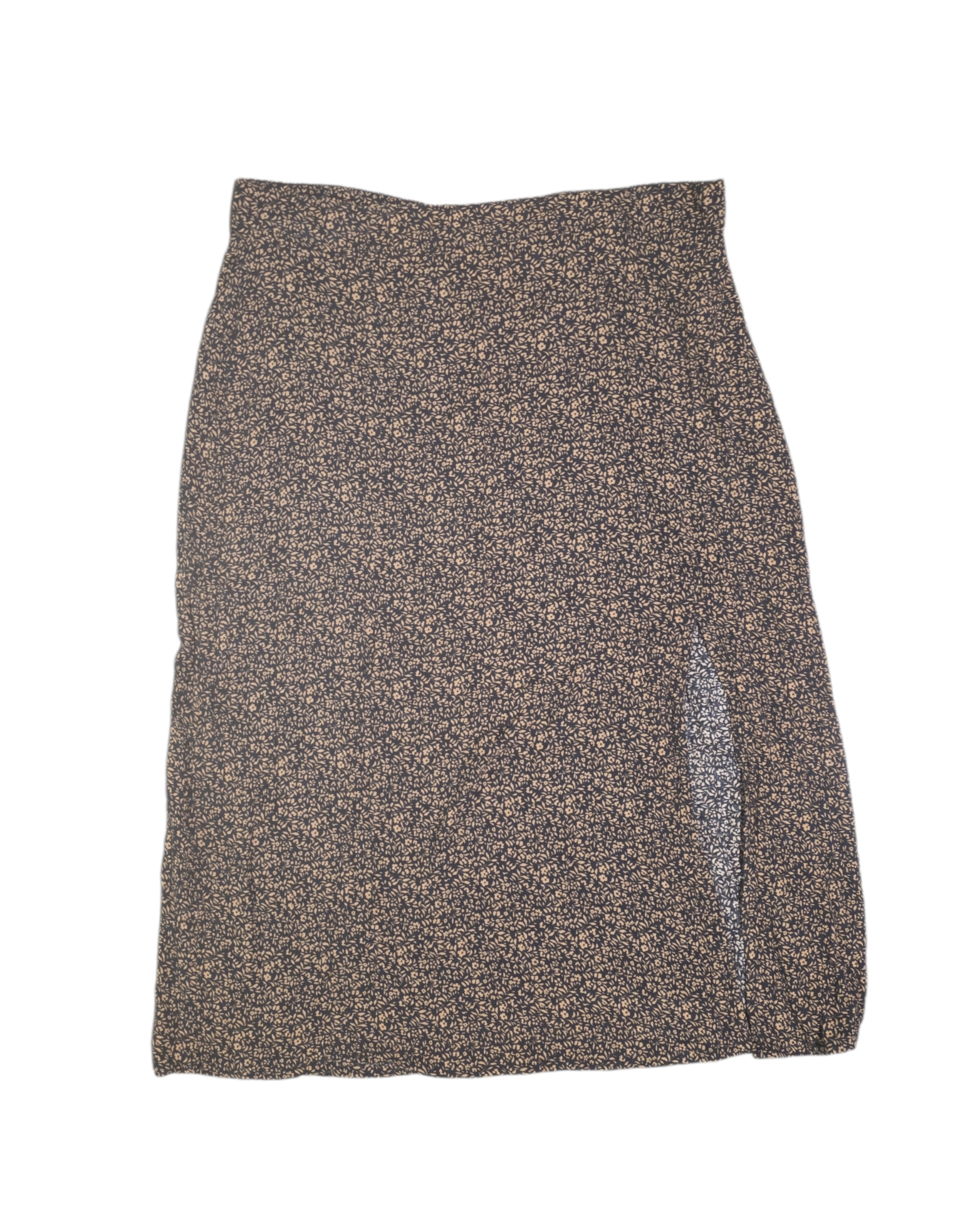 brown black american eagle floral midi skirt, L