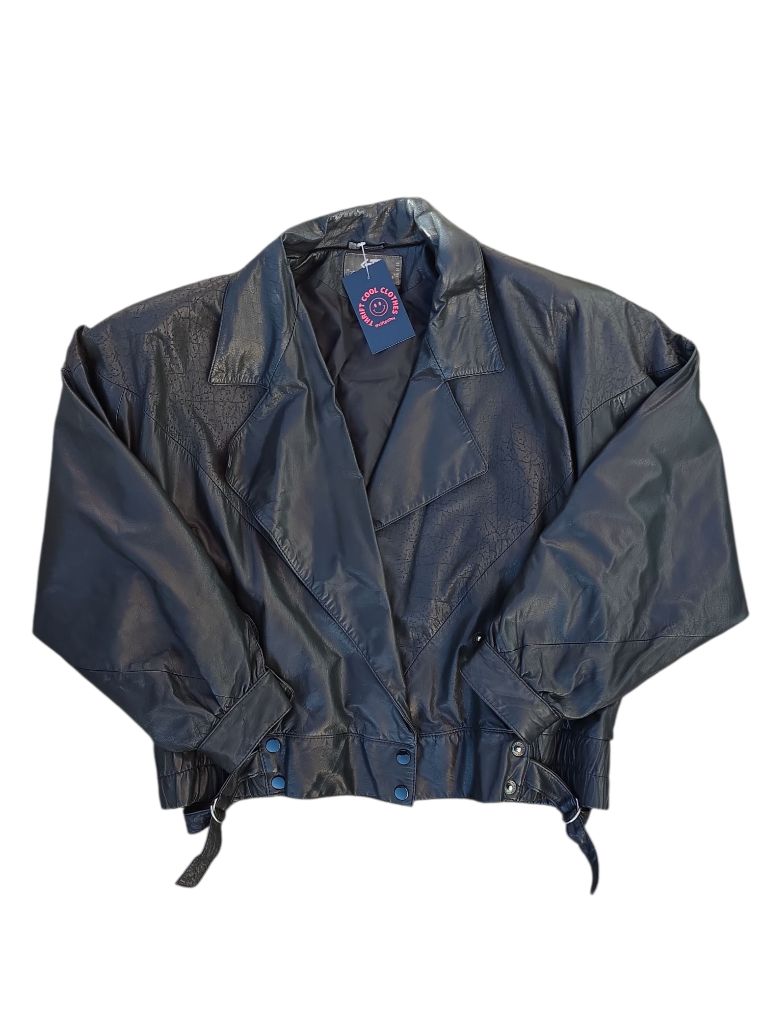 black GIII leather bomber jacket, s