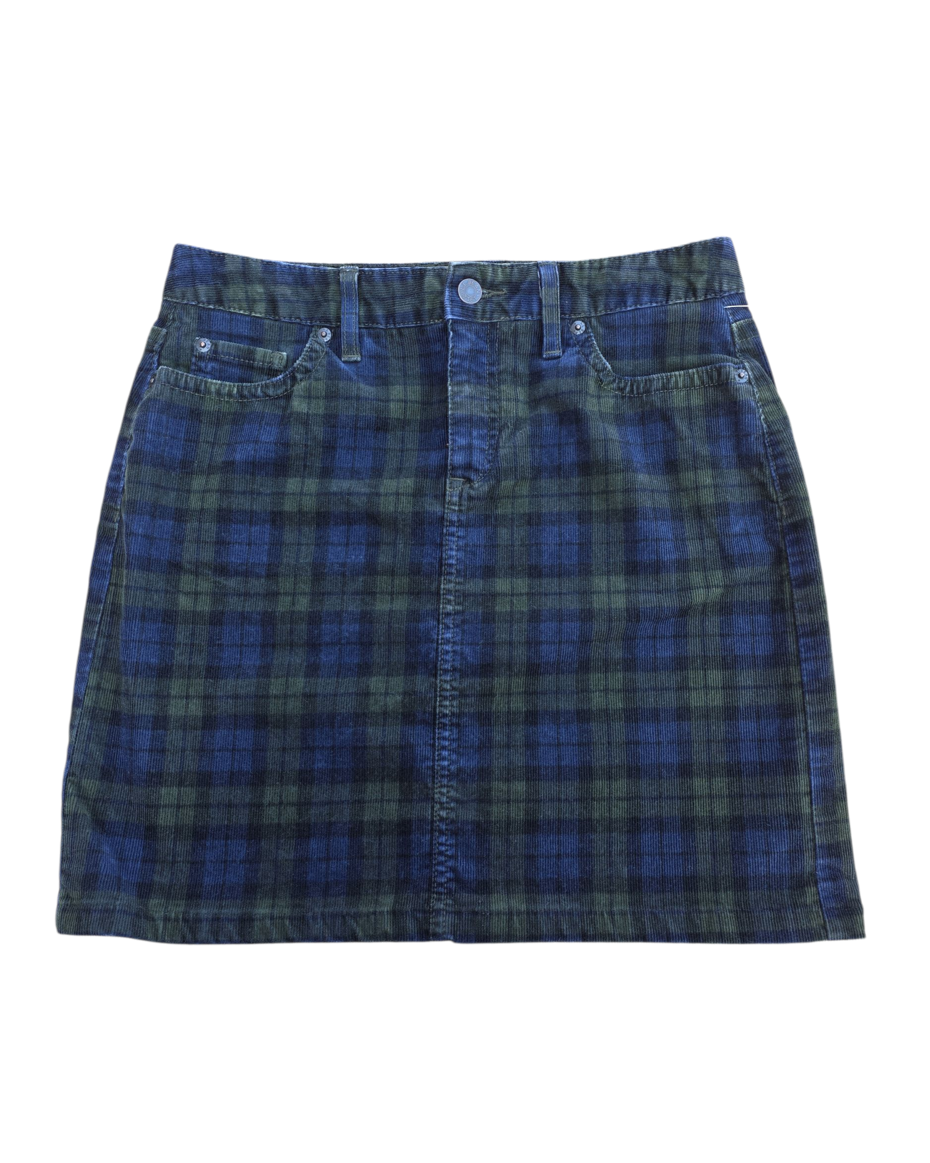 blue green black L.L. Bean plaid skirt, 6