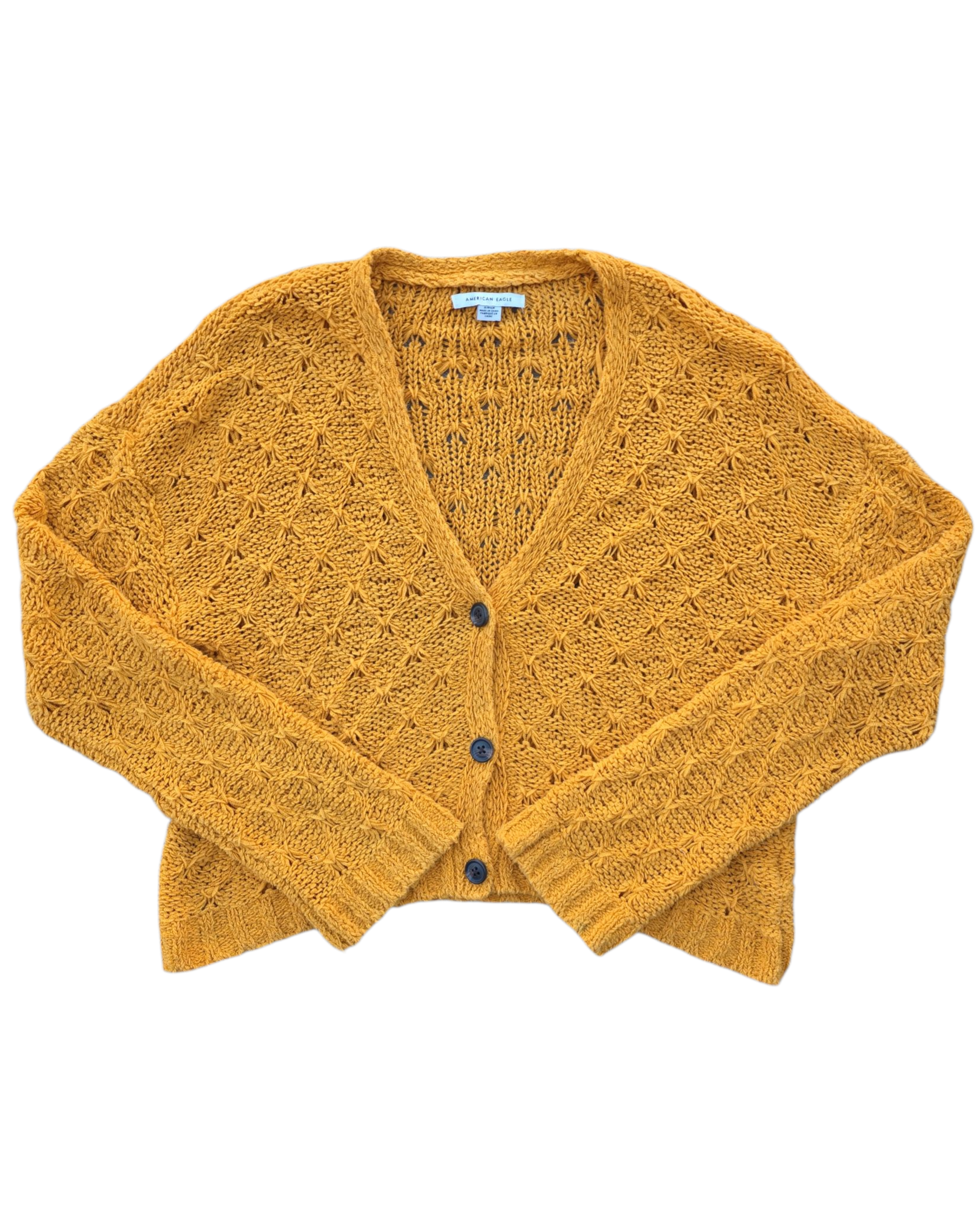 mustard yellow american eagle cardigan, s