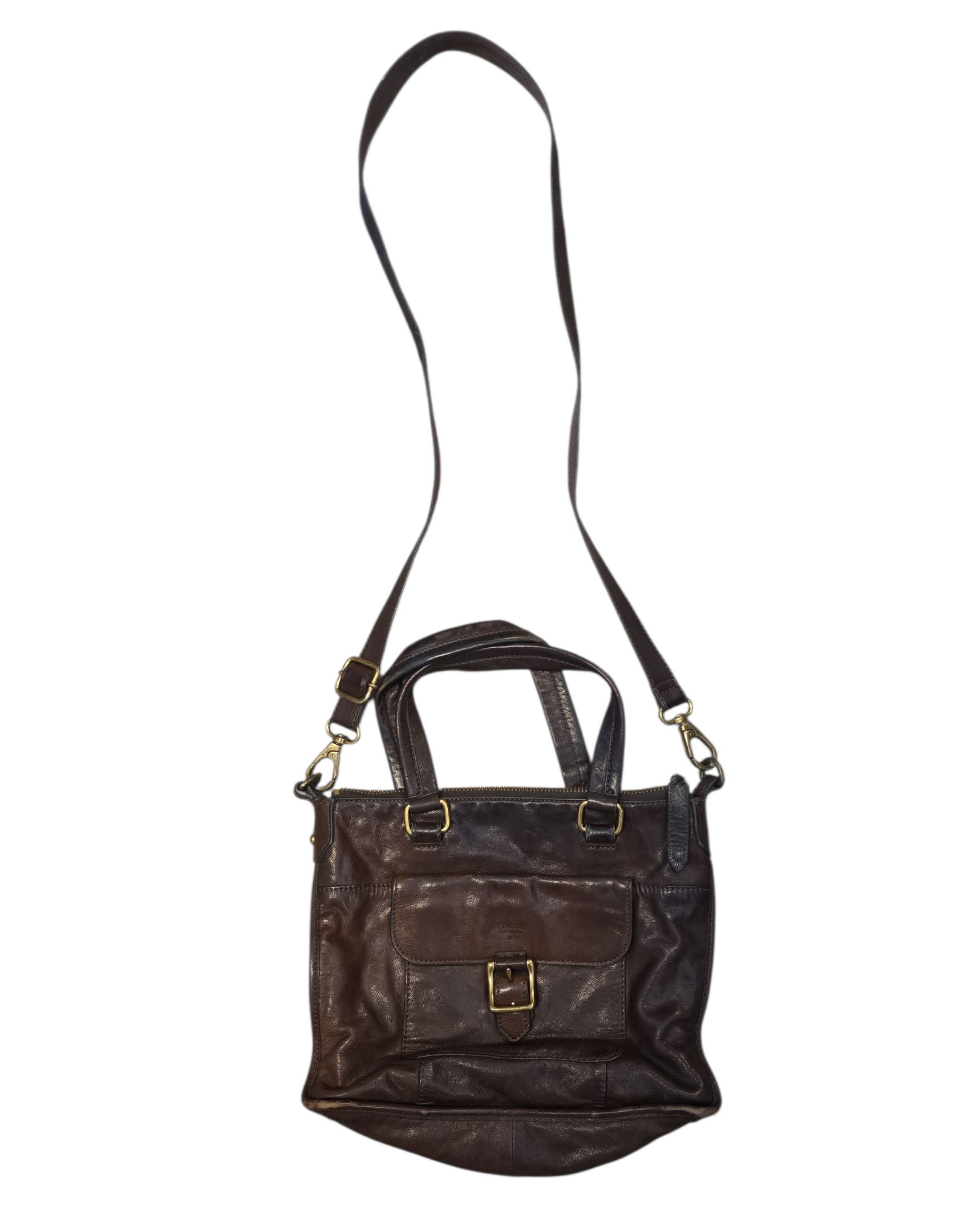 brown fossil leather handbag