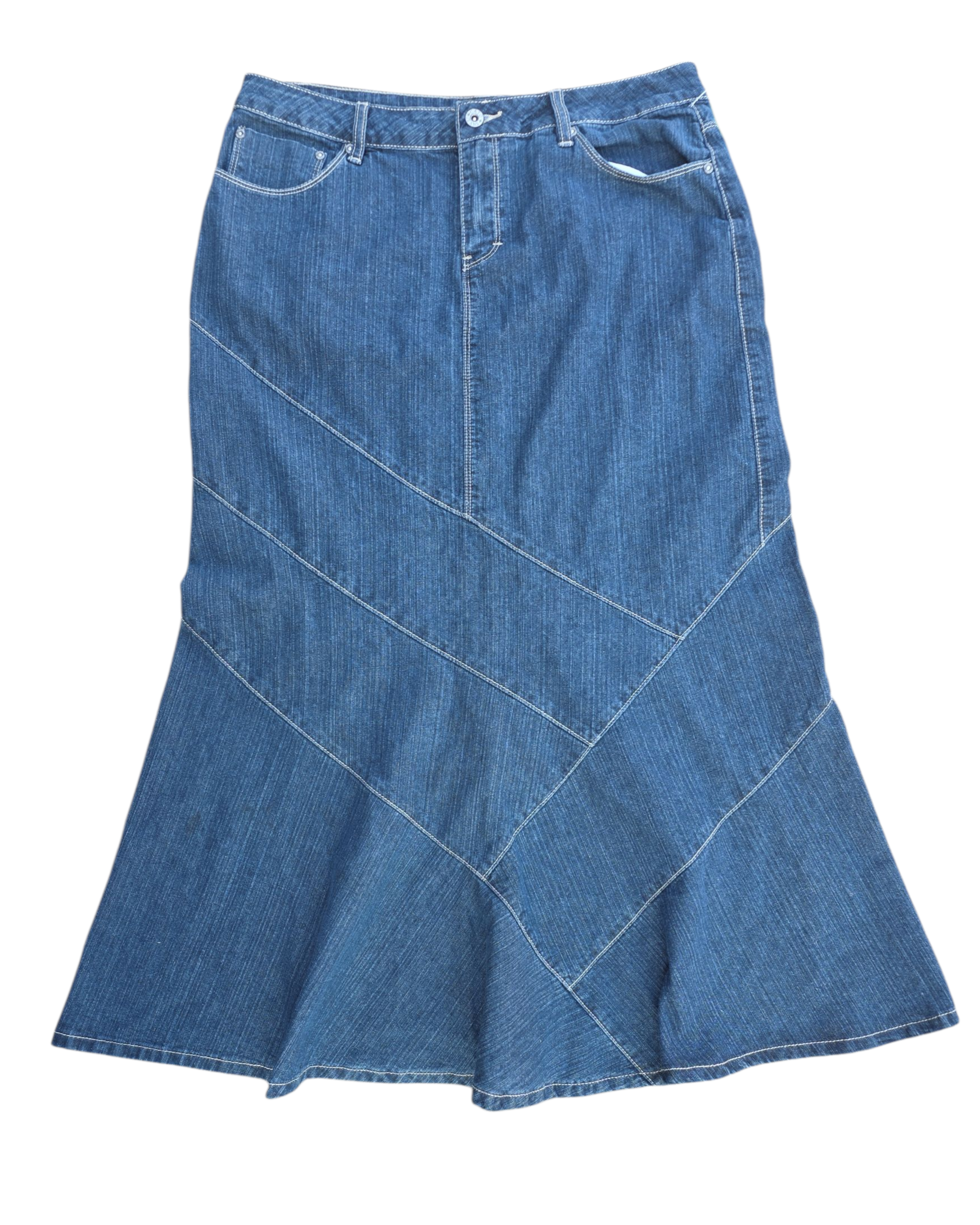 Med wash Cato Y2k denim maxi skirt, 12