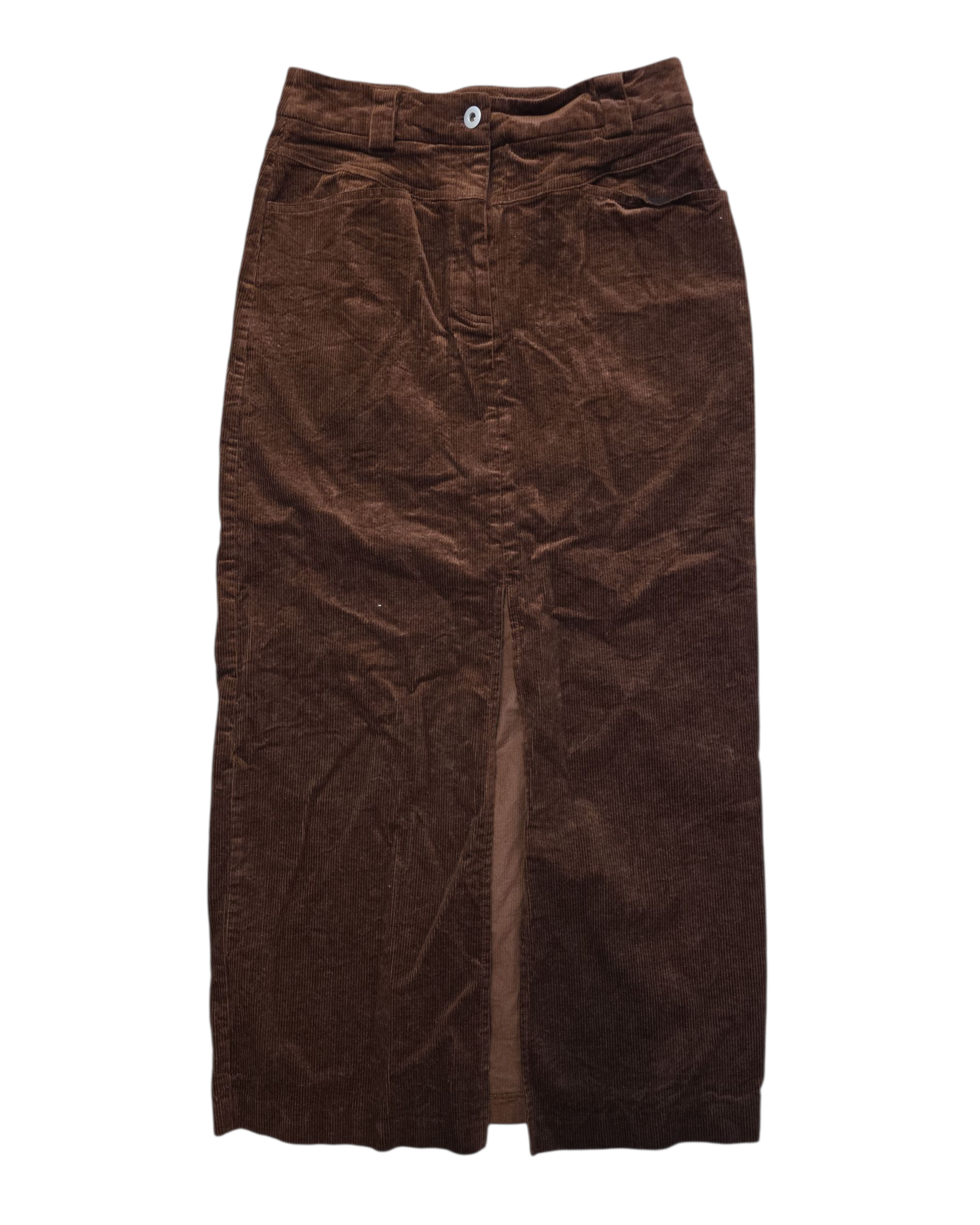 brown commense cord maxi skirt, s