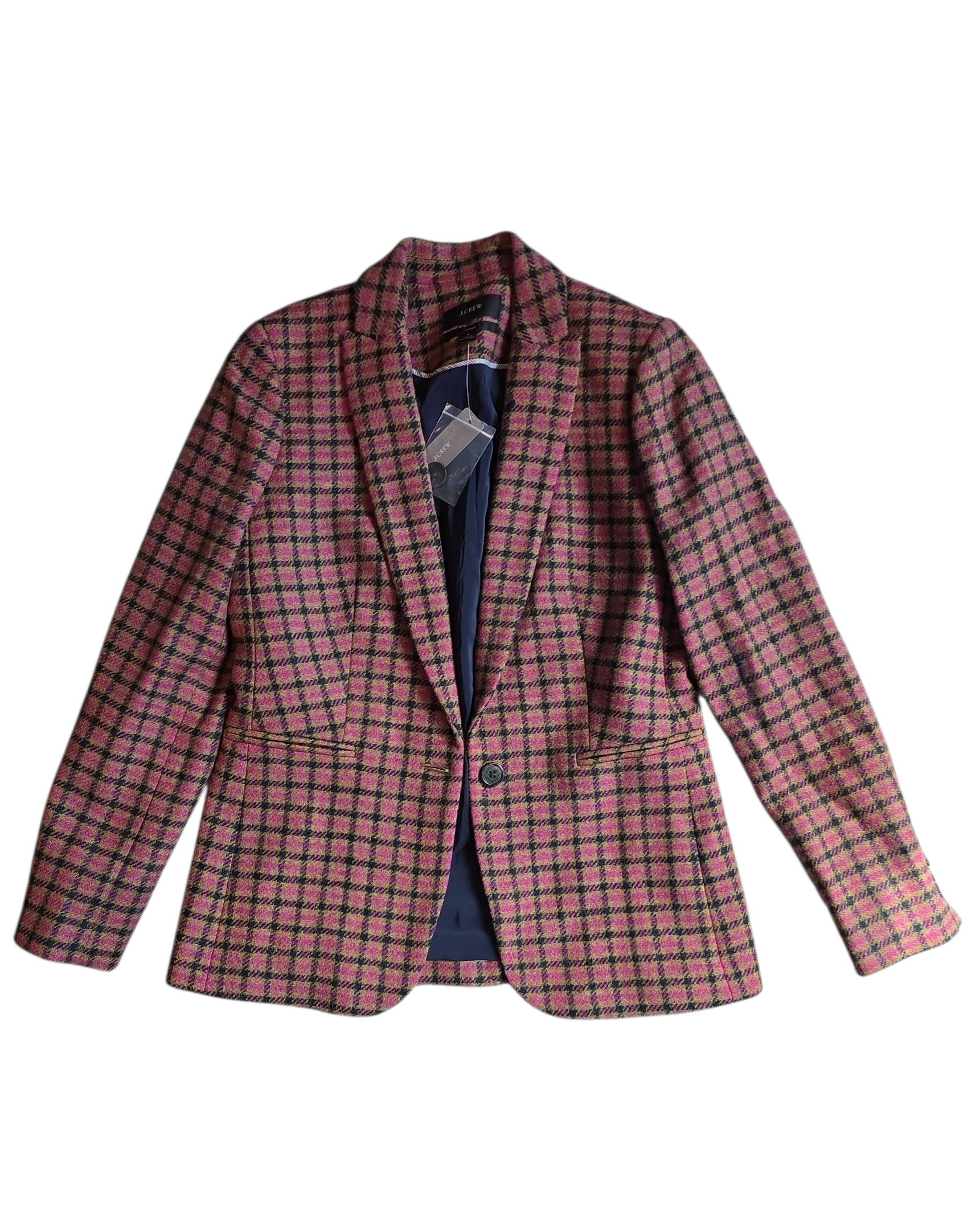 pink green black j crew nwt plaid blazer, 2
