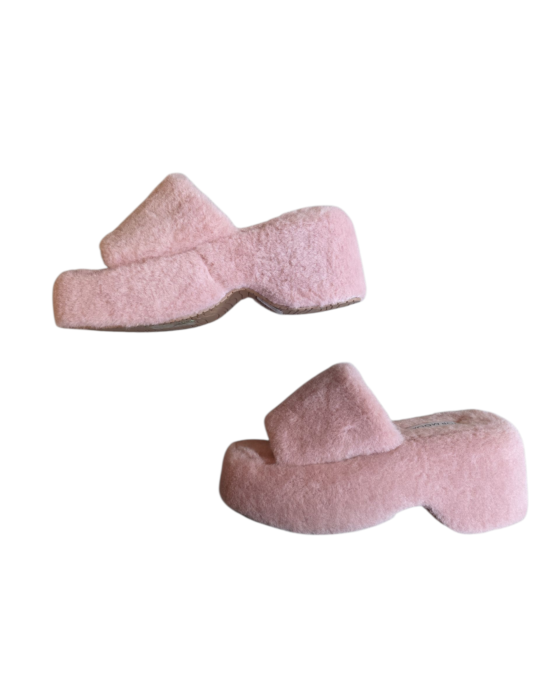 Pink Top moda Platform fuzzy sherpa sandals, 9