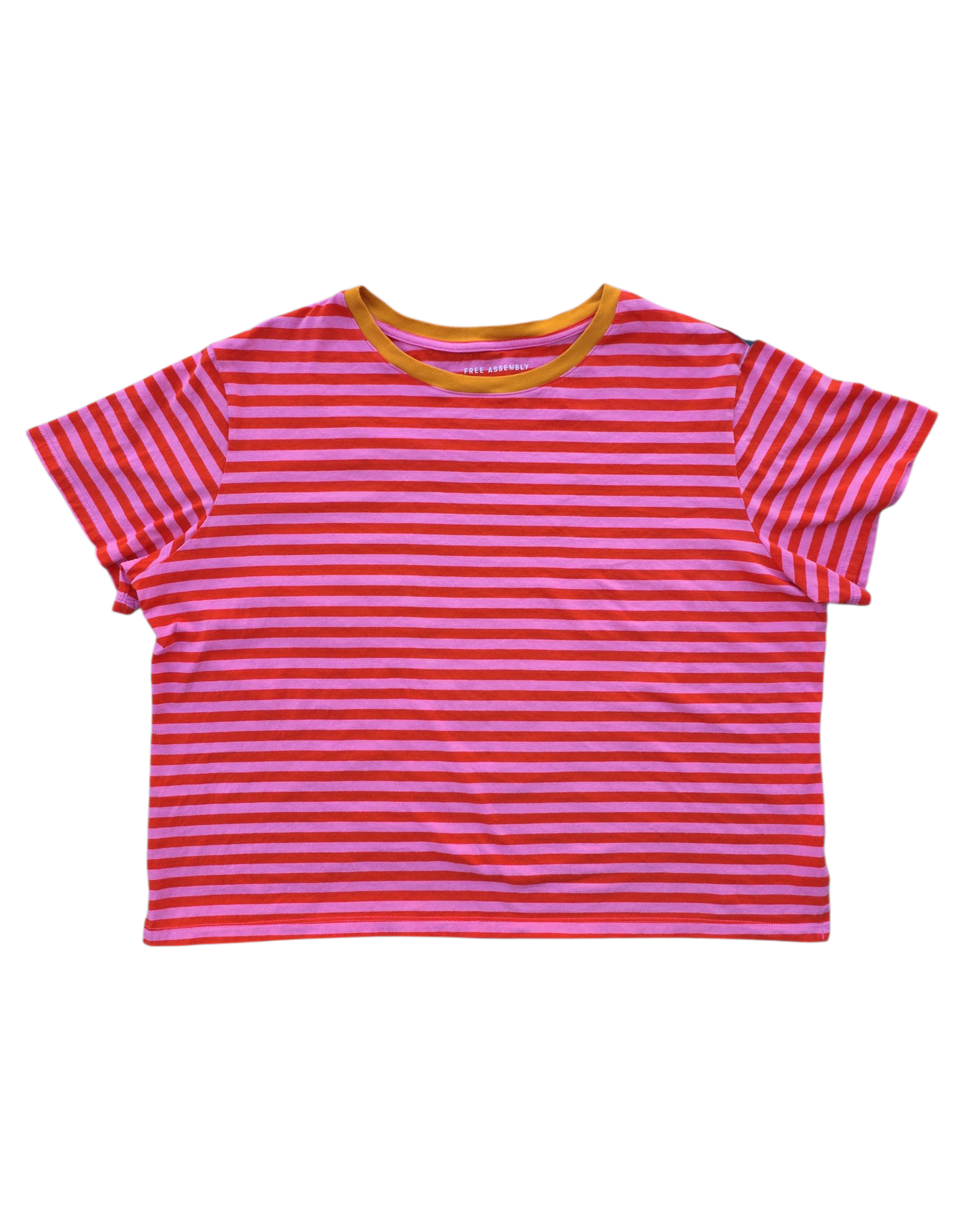 pink red orange free assembly striped tee, xxxl
