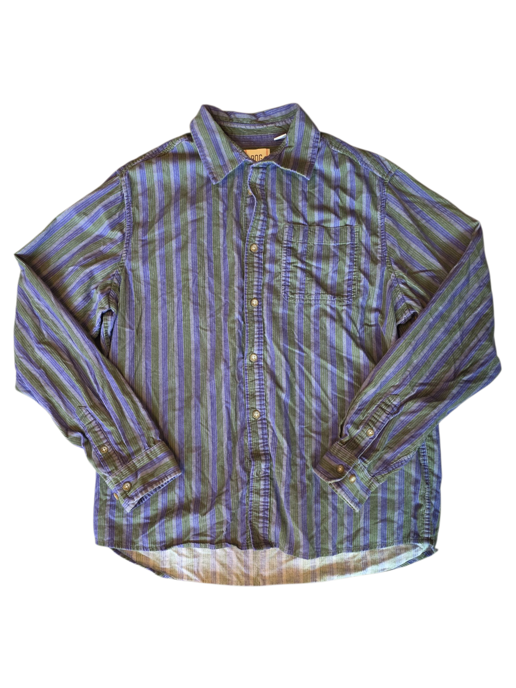 purple bdg striped ls button down, L