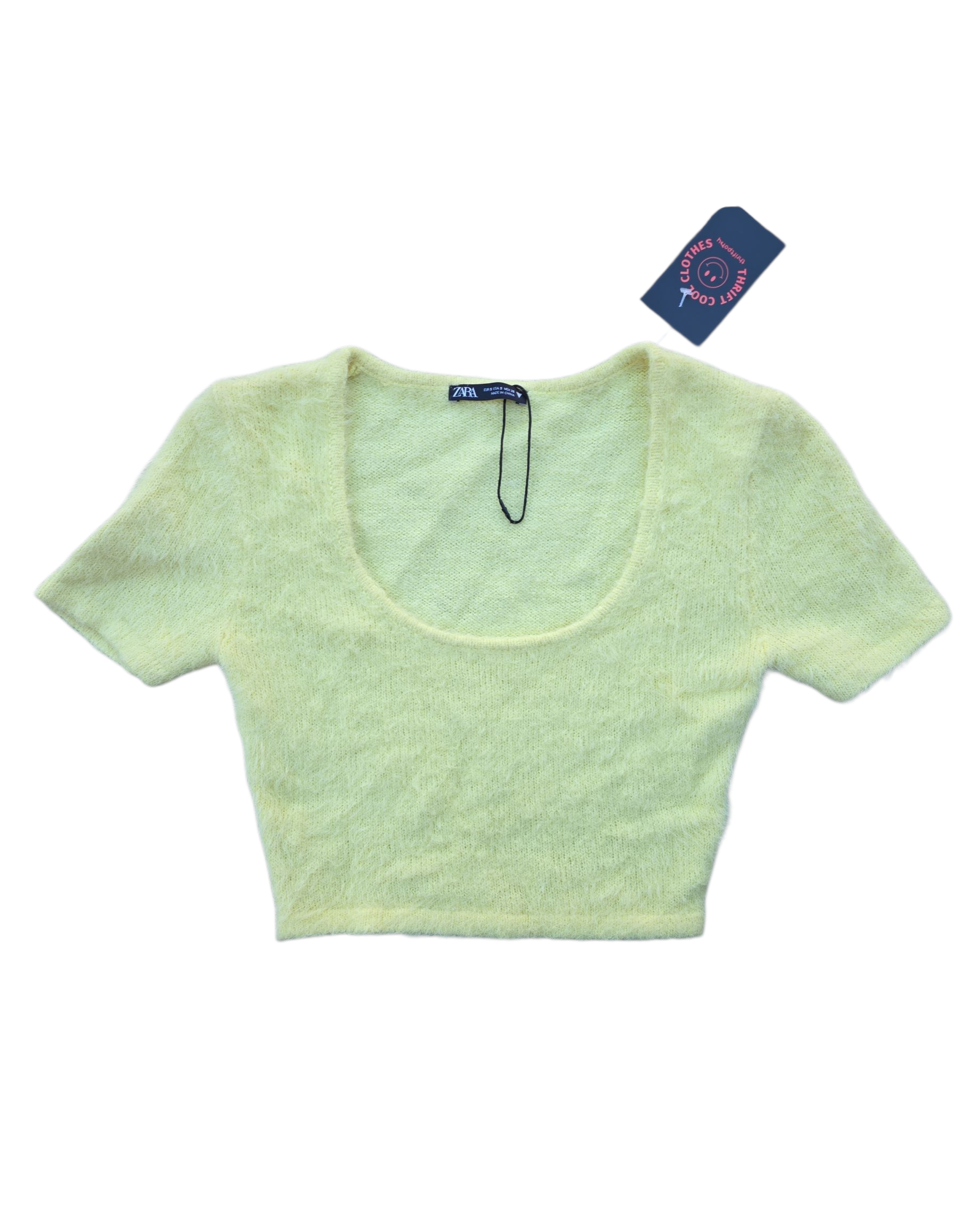 yellow Zara knit scoop neck crop top, s