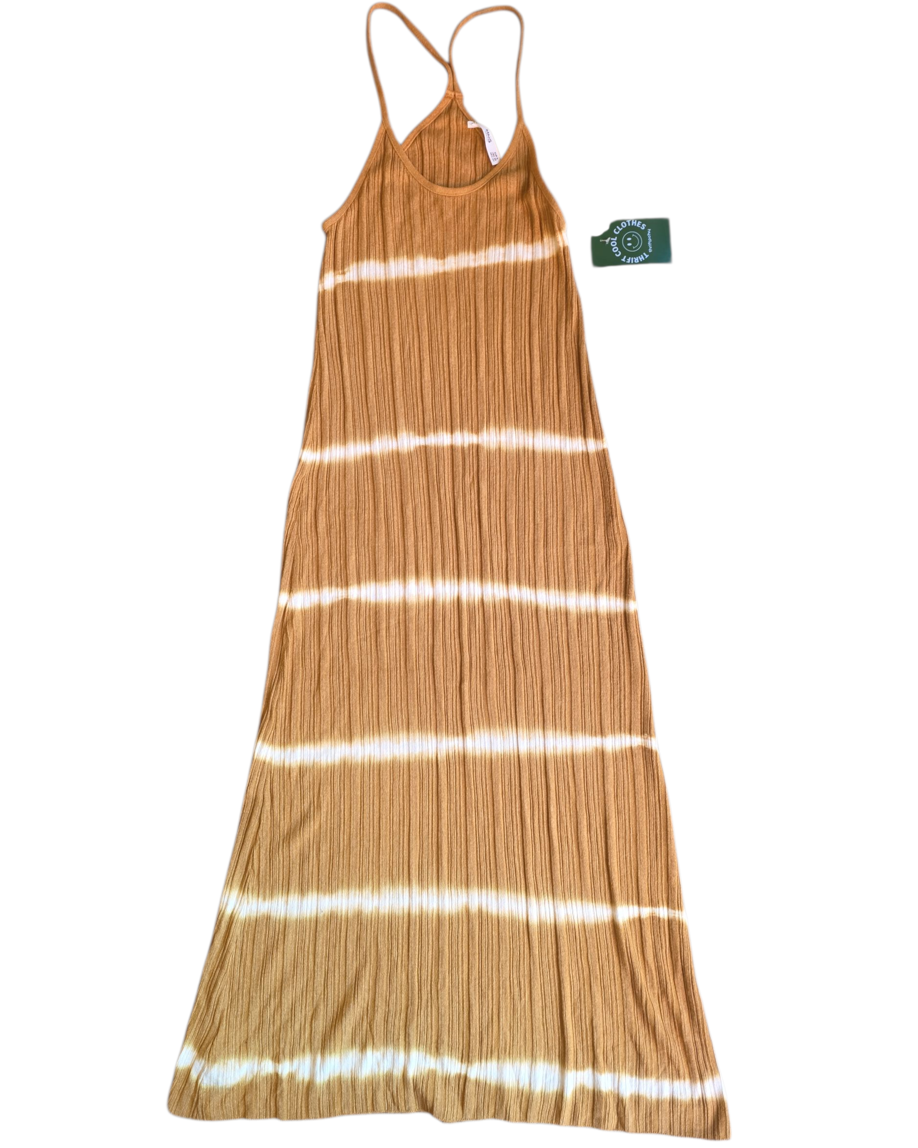 brown mng tie dye stripe maxi dress, xs