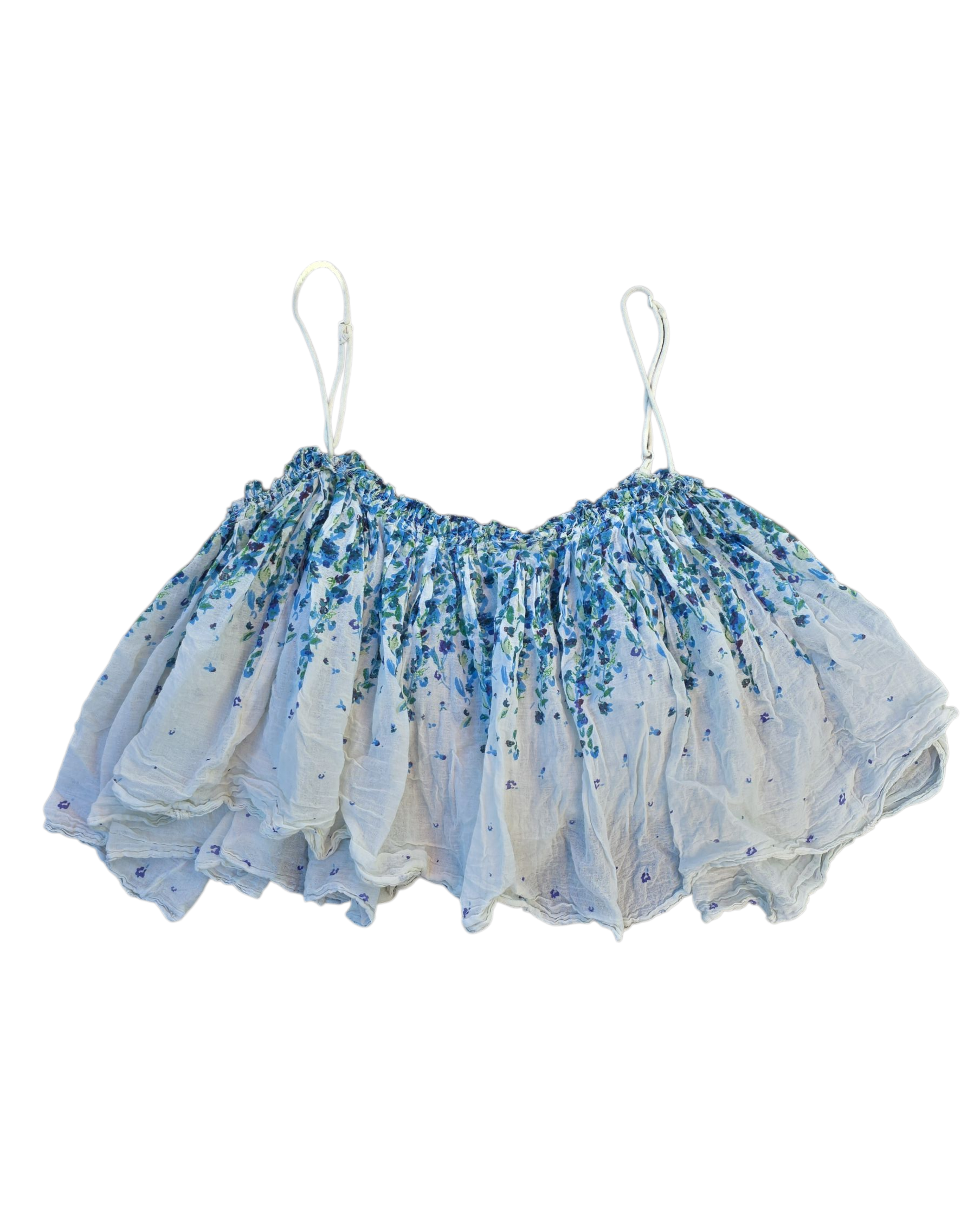 cream blue green free people floral flowy cropped cami, L