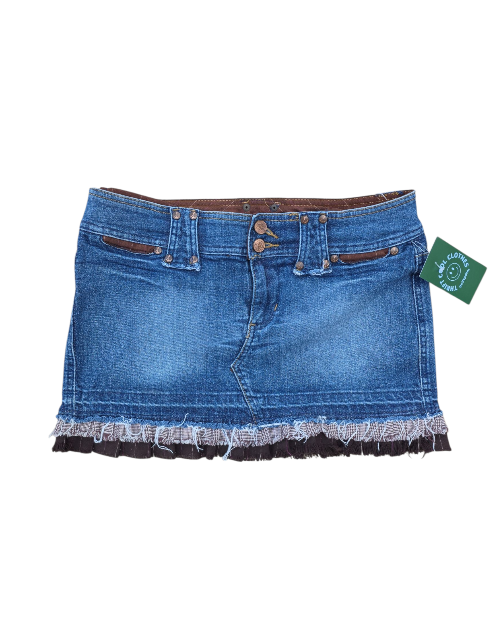 blue brown lola denim ruffle hem skirt, 9