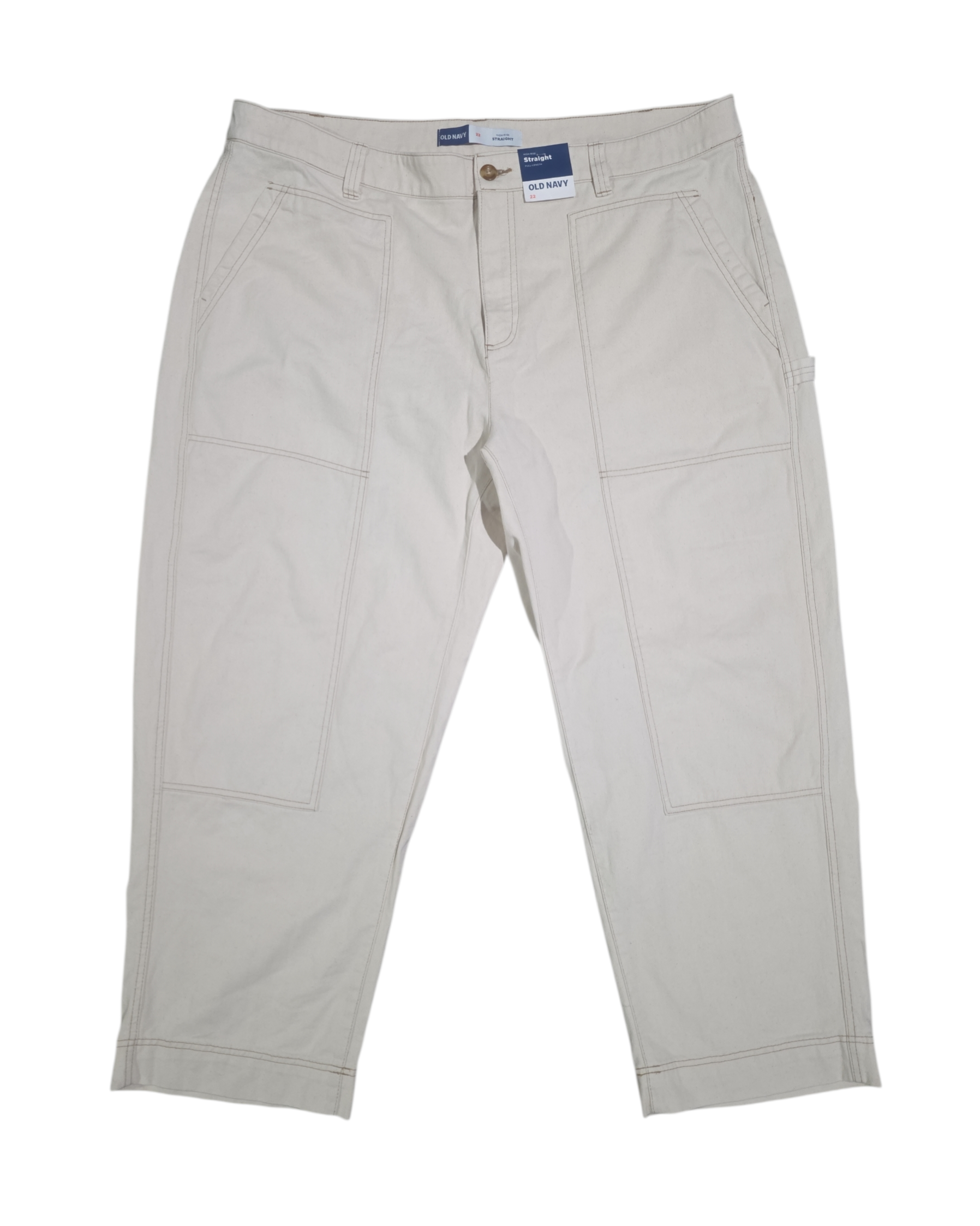 cream old navy nwt high rise straight pants, 22