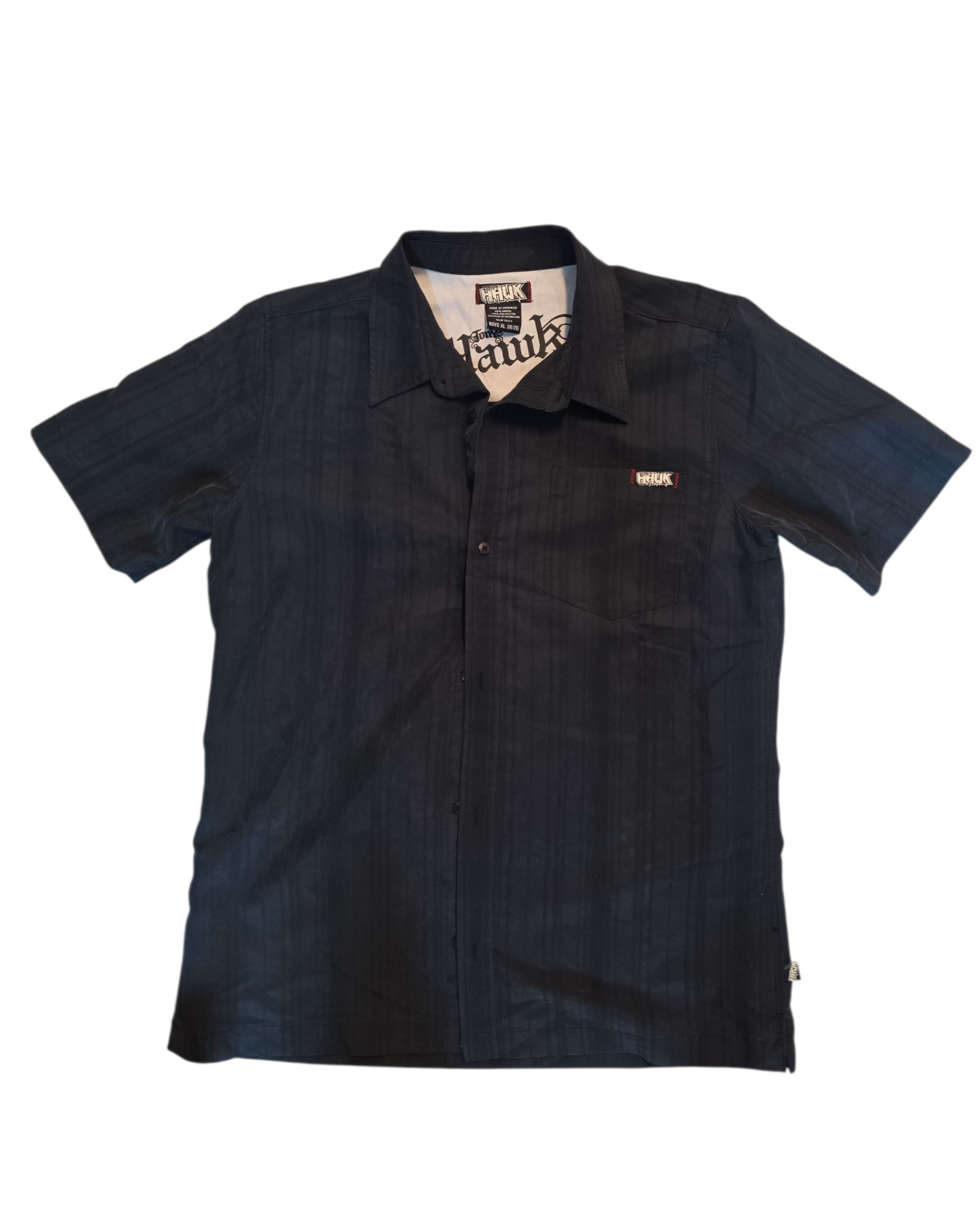 navy hawk stripe button down, Y xl