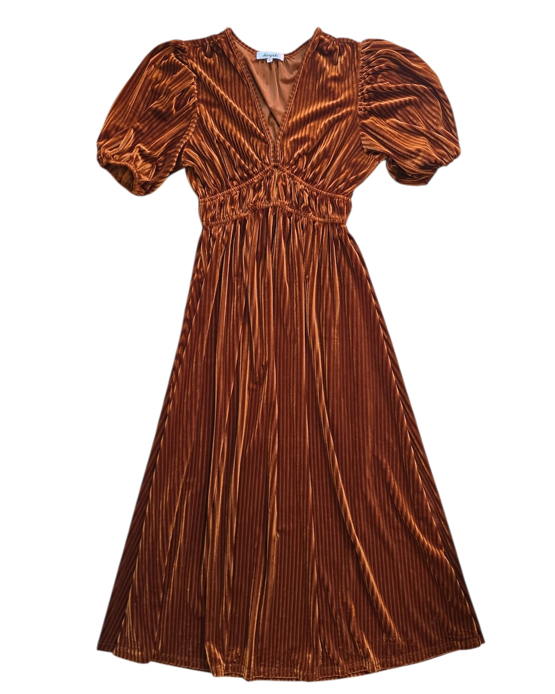 brown sissyaki velour ribbed maxi dress, S