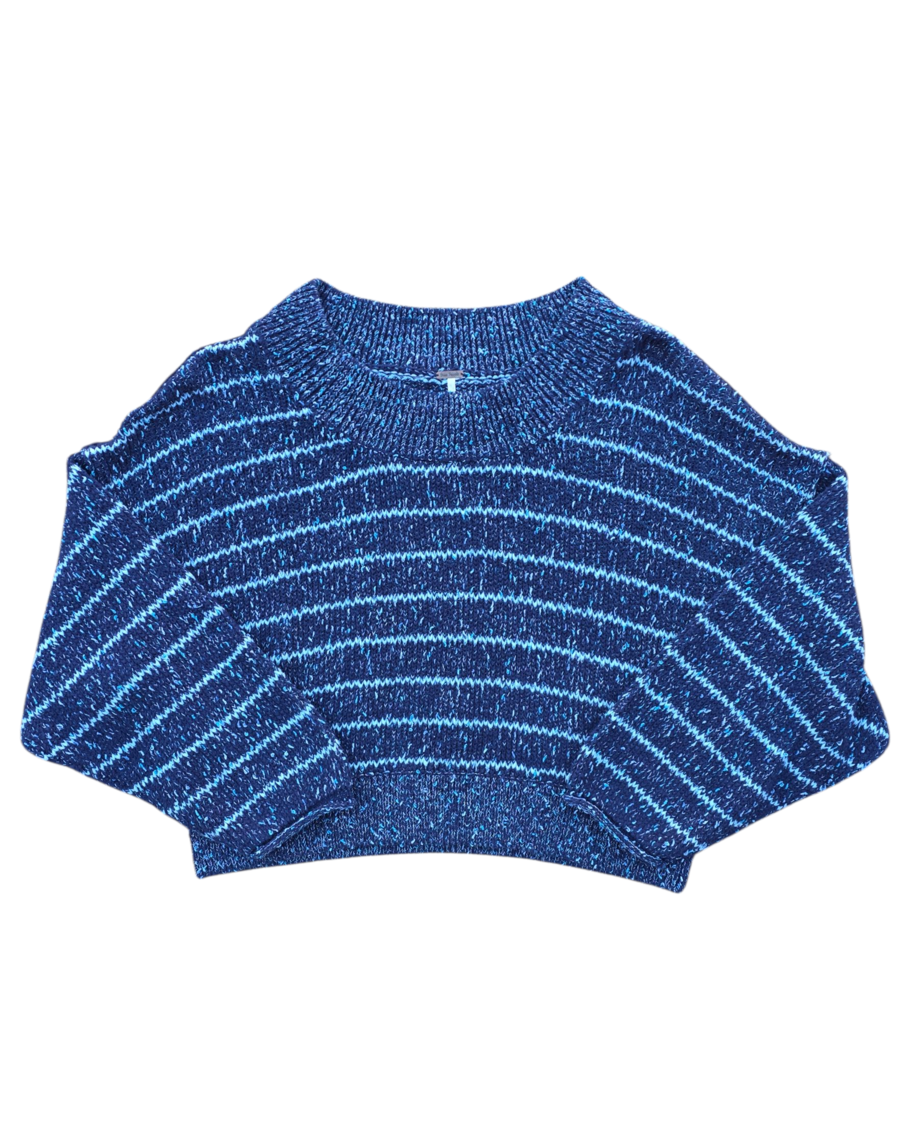 blue Free People striped cropped sweater, S