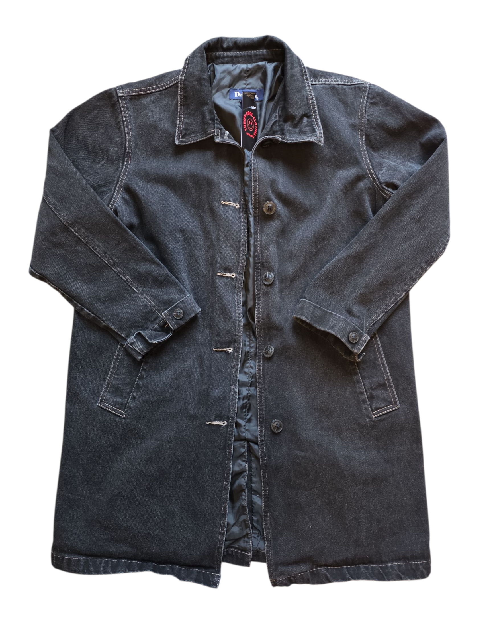black denim & co denim trench coat, m