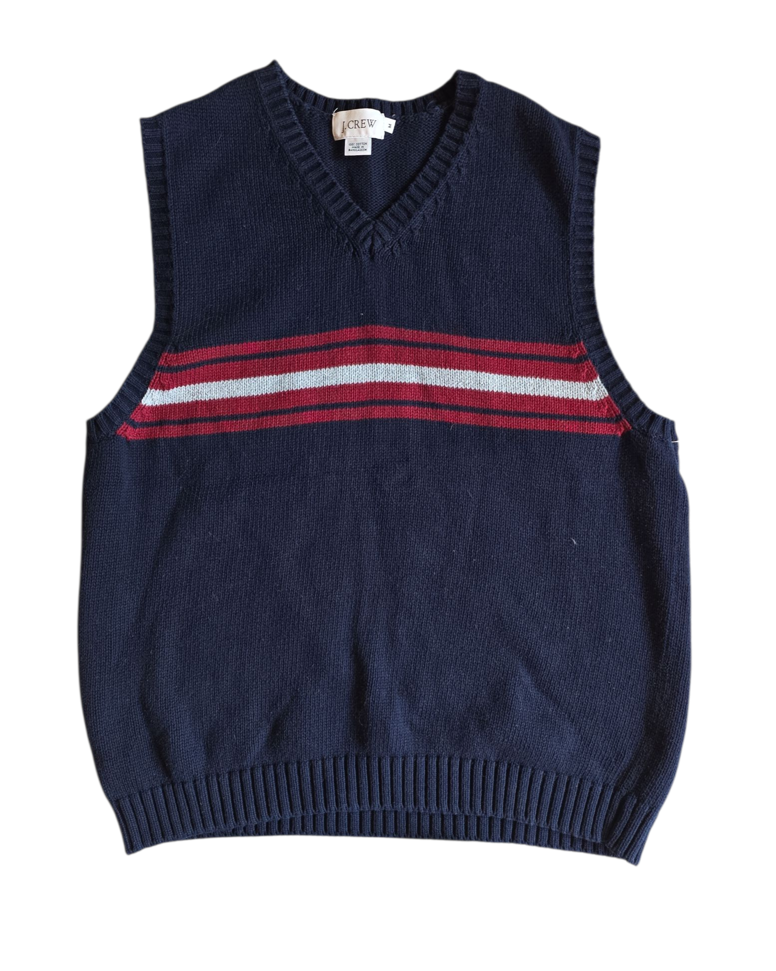 blue j crew striped vest, m
