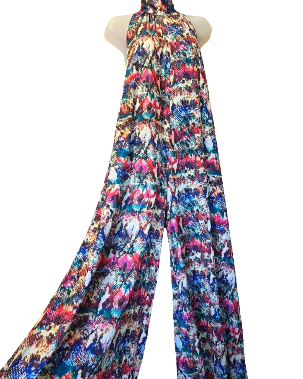 rainbow judith march animal print halter jumpsuit, m