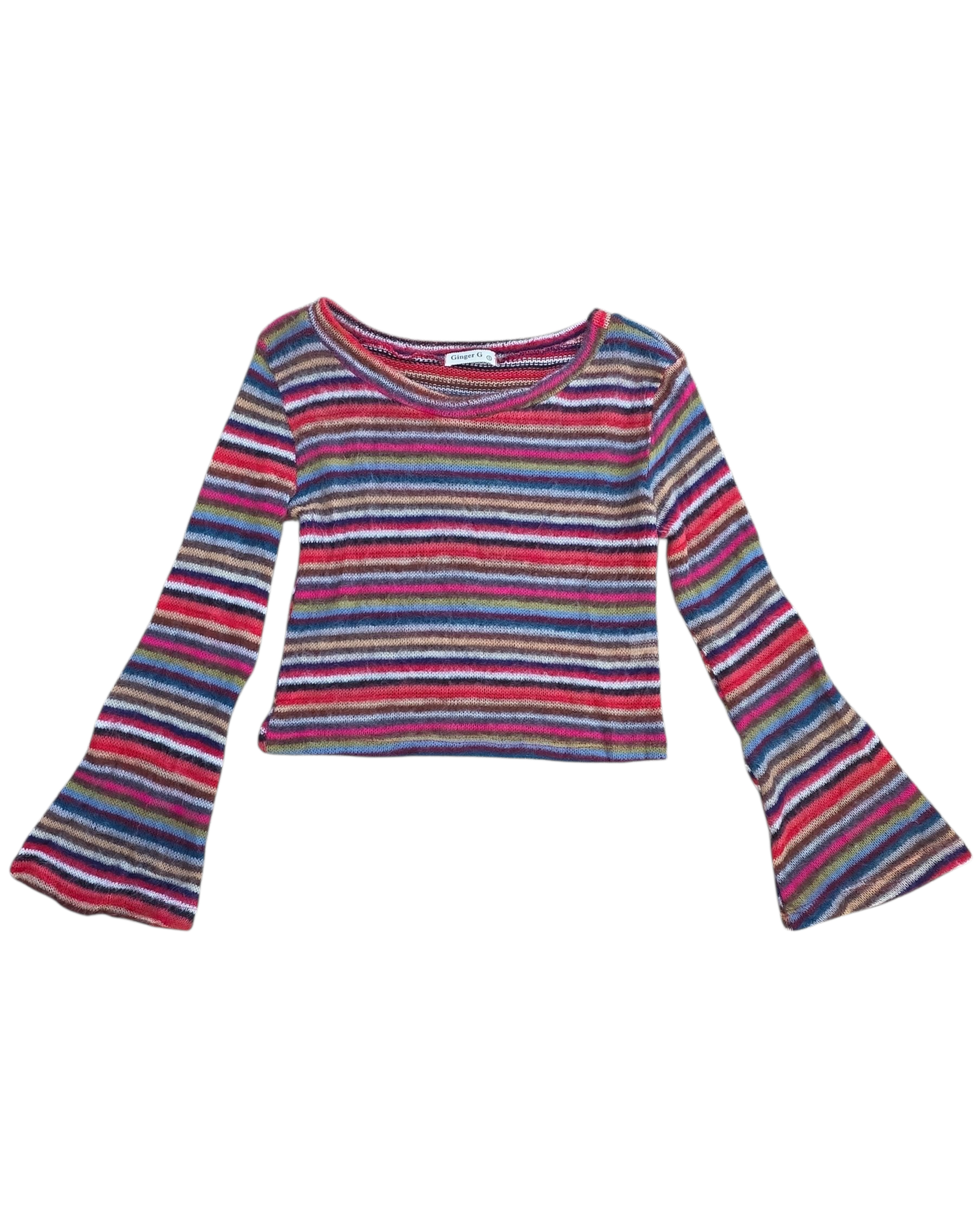 red brown blue ginger g stripe knit thin sweater, s