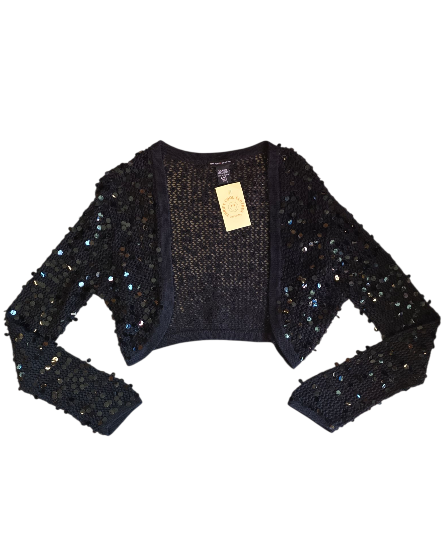 black New York & Company sequin cardi, L/XL