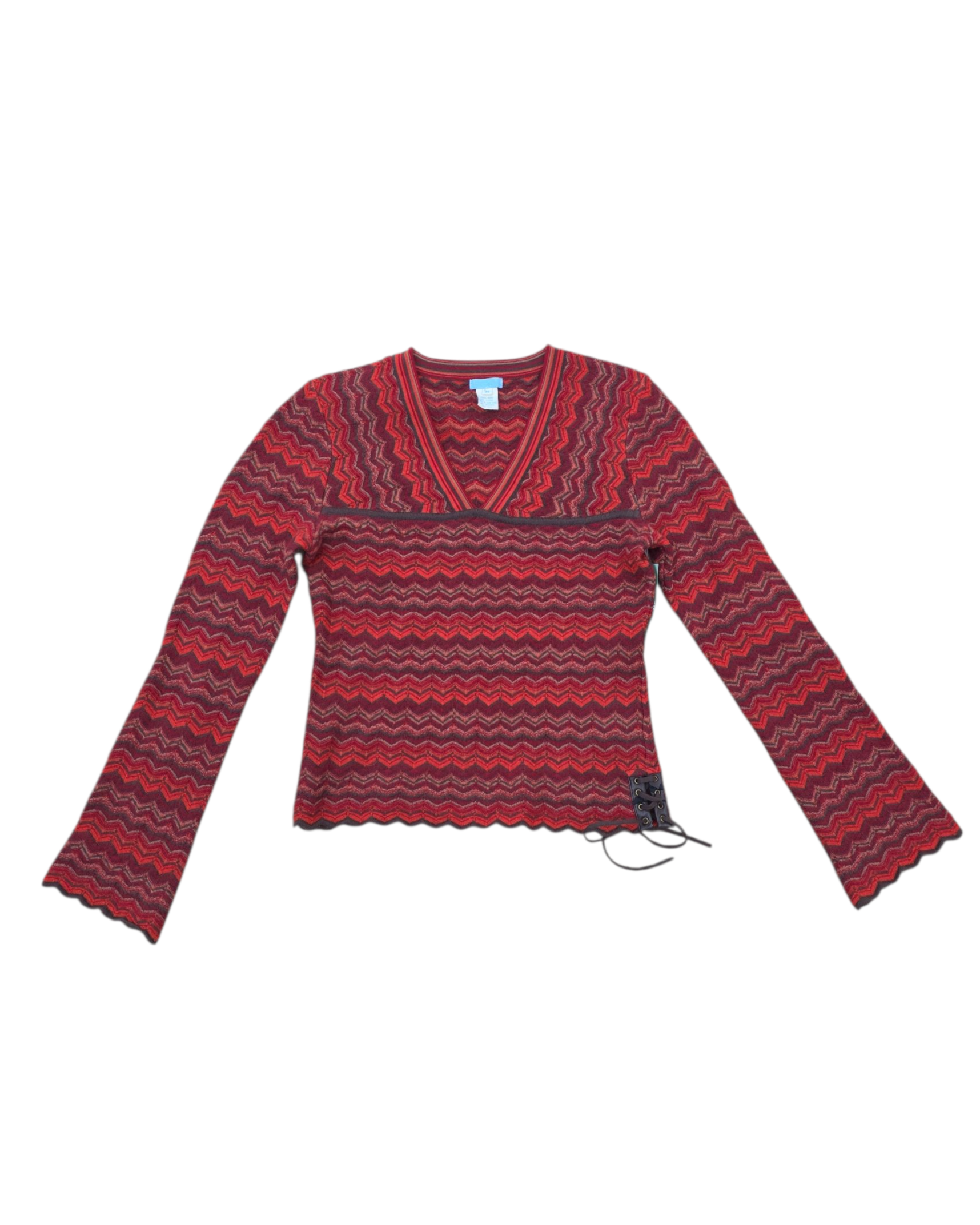 red urchin wool chevron v neck sweater, m