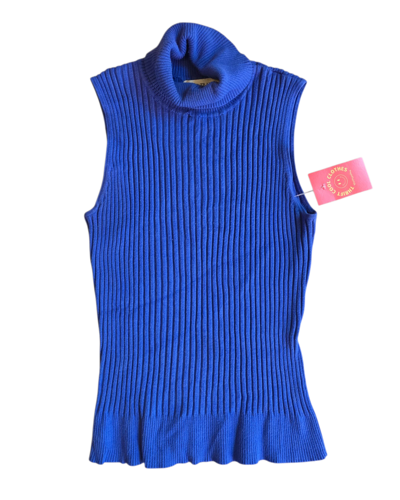 blue bamboo traders sleeveless turtleneck top, L