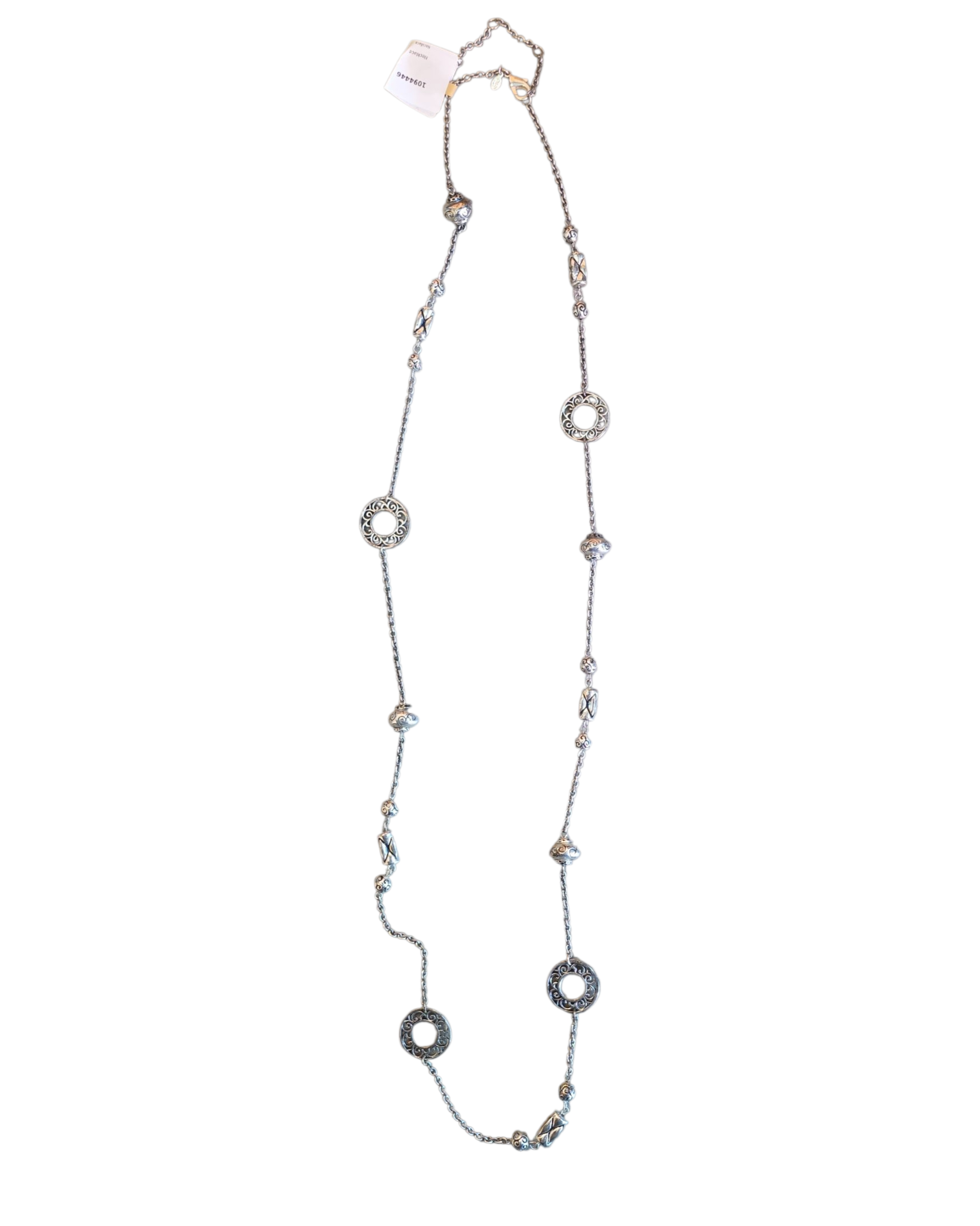 Long silver chain necklace