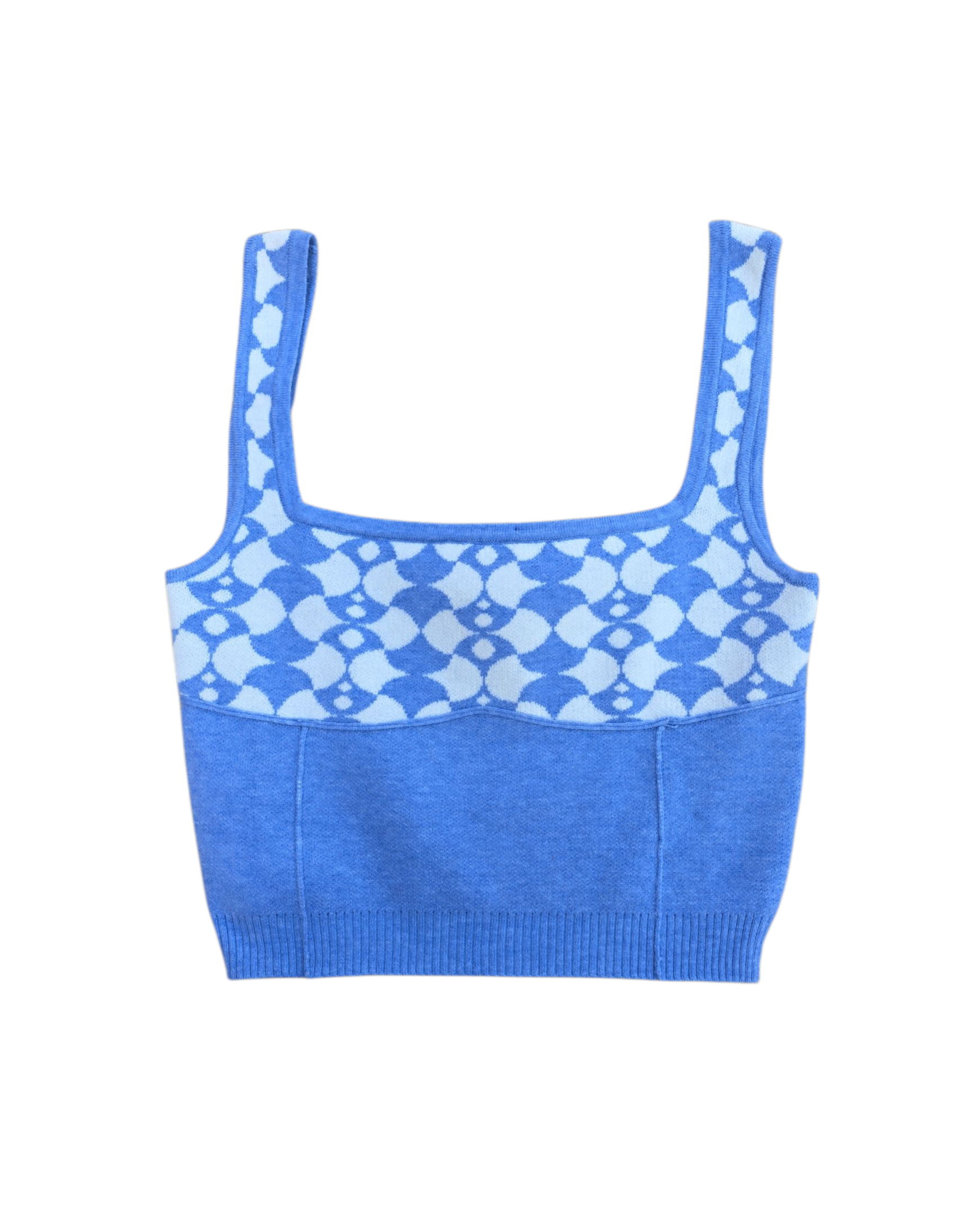 blue white princess polly nwt patterned knit top, s/m