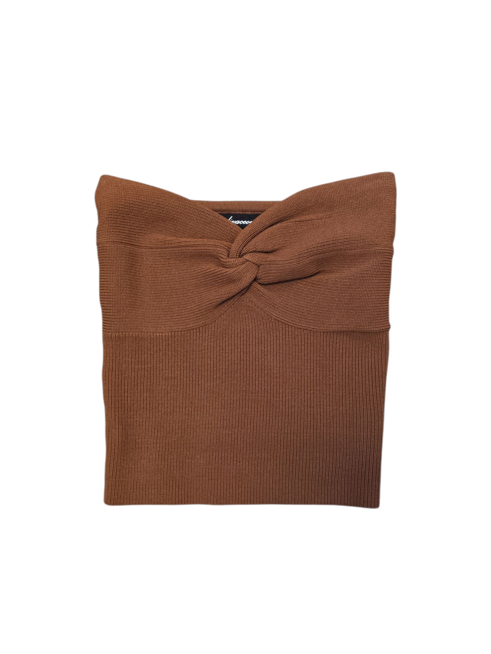 brown olivaceous strapless knit top, m