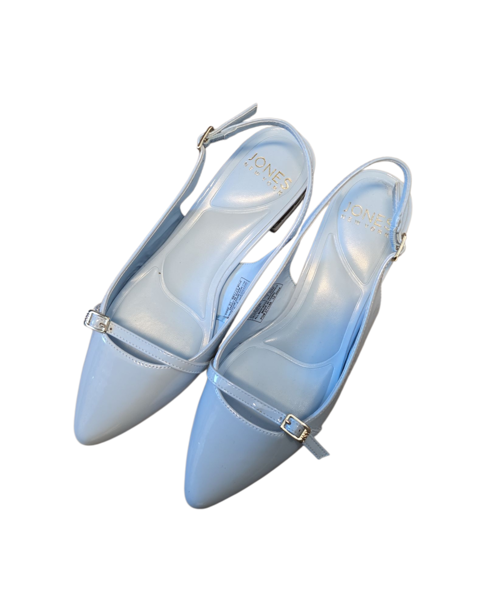 light blue jones new york glossy pointed toed flats, 7.5