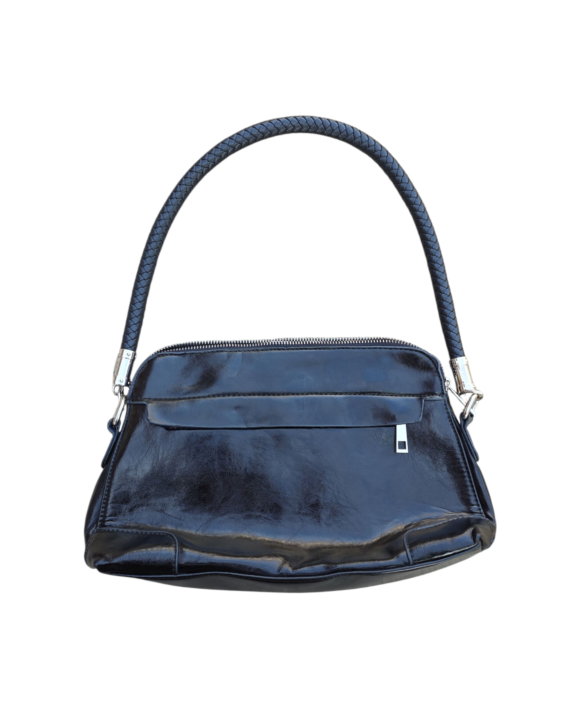 black  leather shoulder bag
