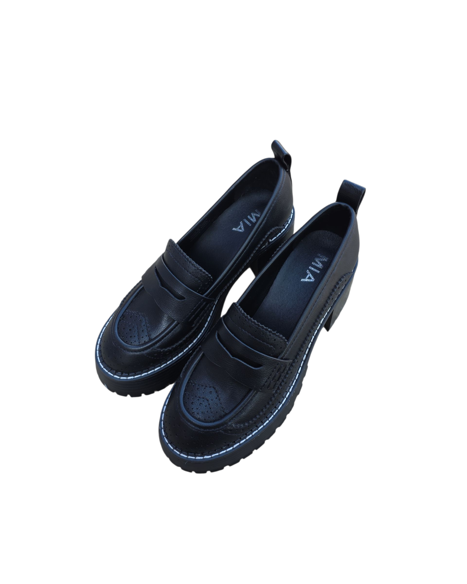 black mia heeled loafers, 6.5