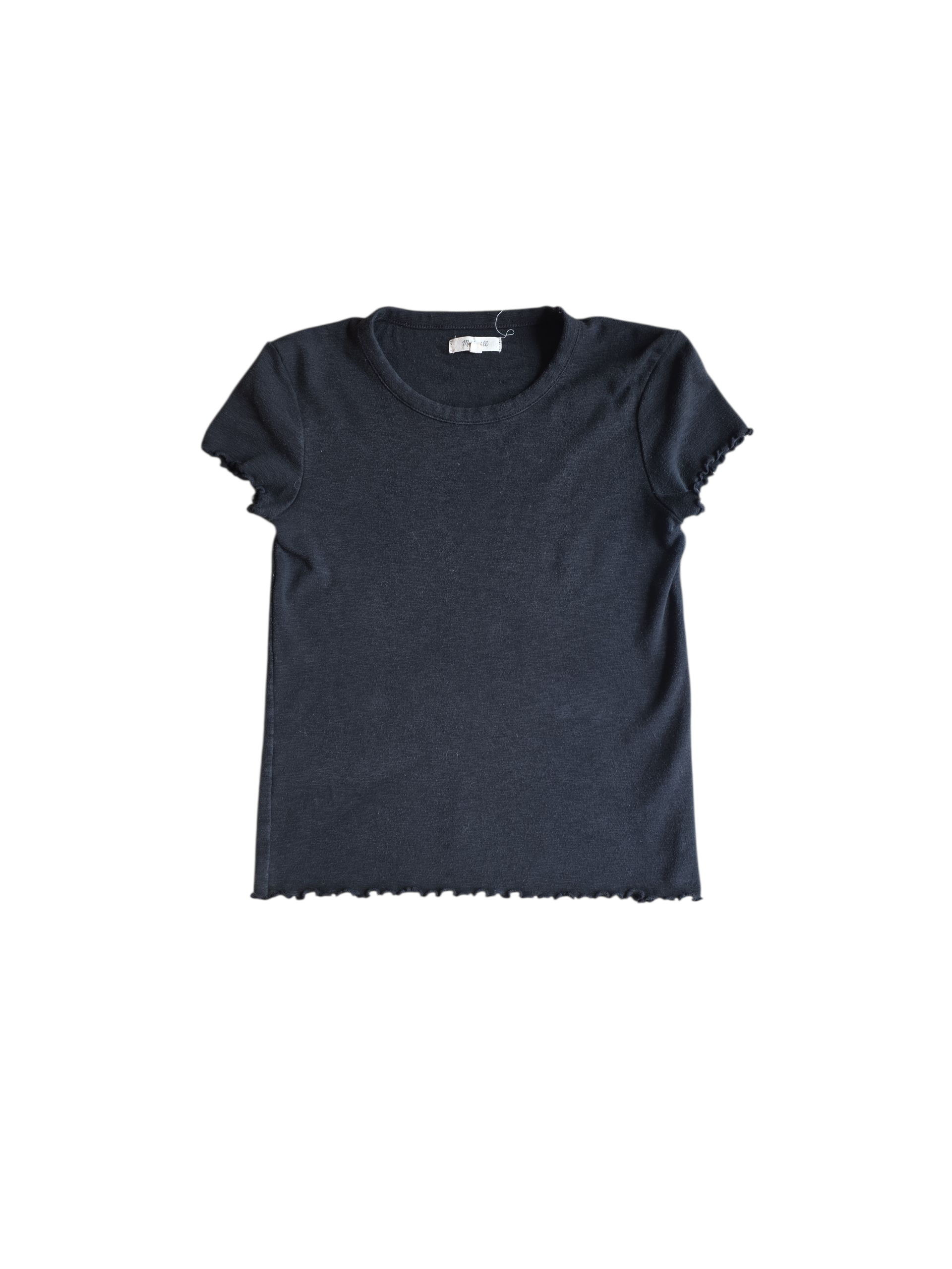 black Madewell ruffle sleeve baby tee, xs