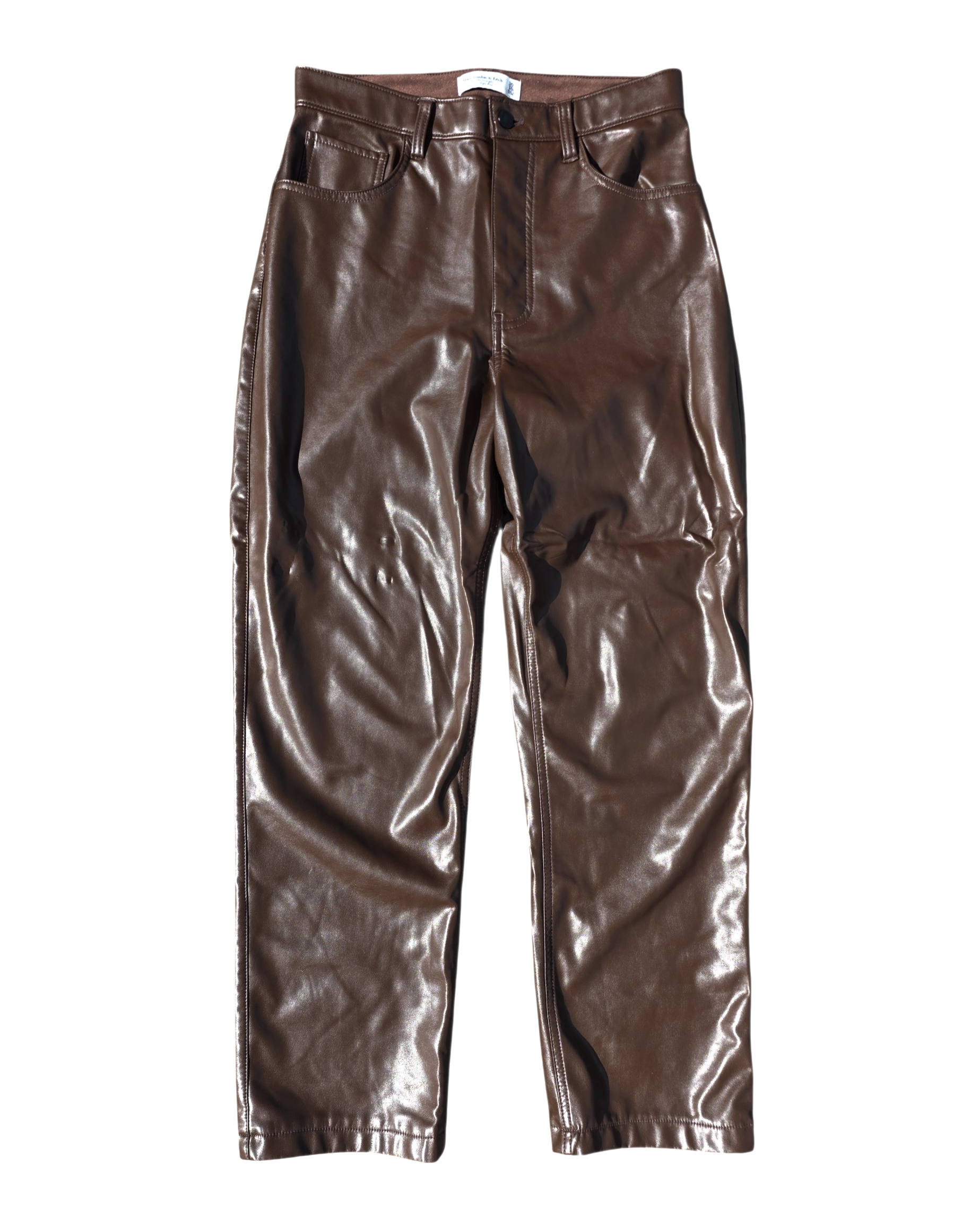 brown abercrombie pleather trousers, 30/10s