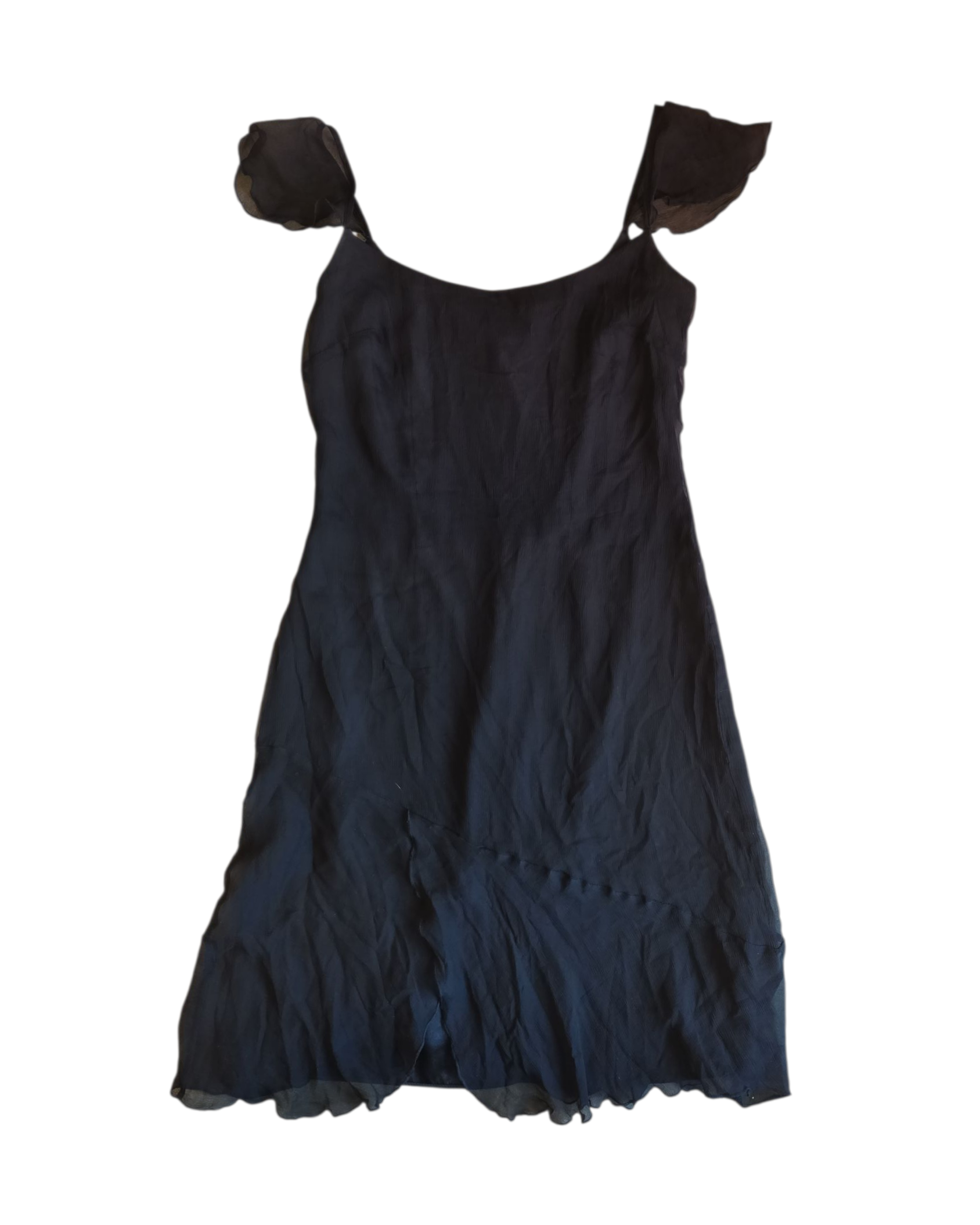 black abs flutter cap sleeve dress, 6