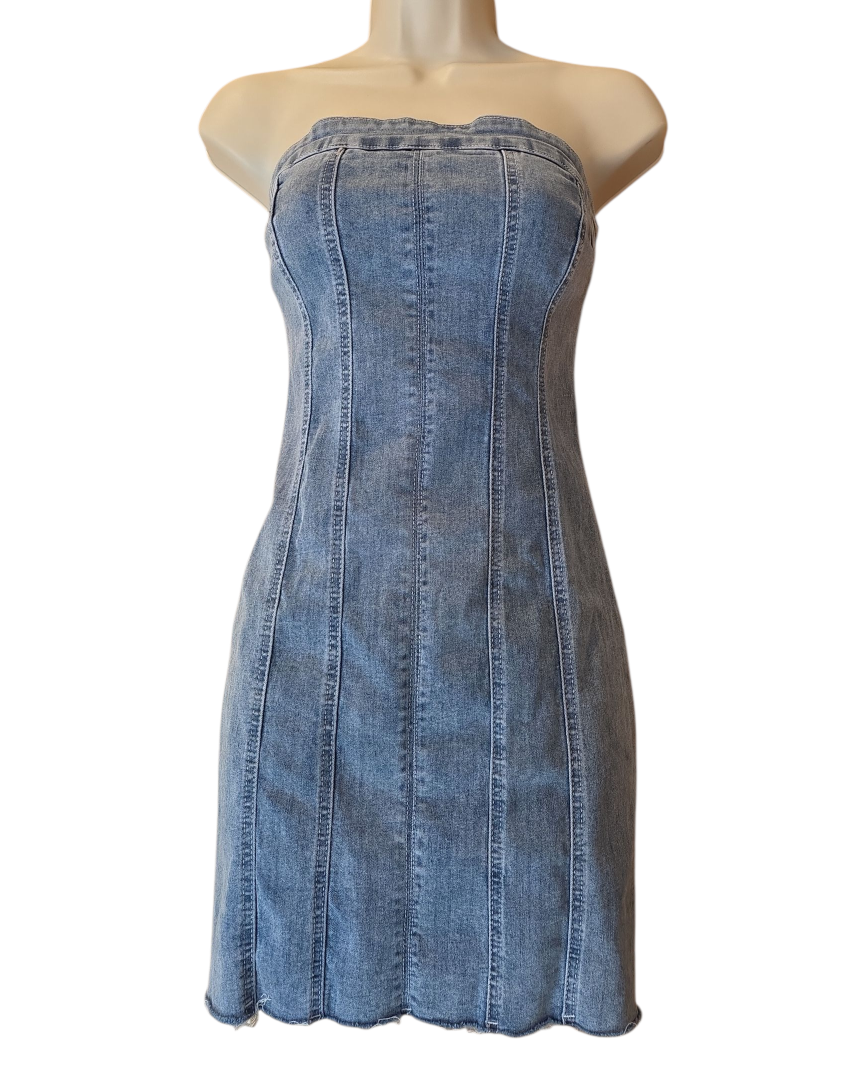 blue princess polly strapless denim dress, 6