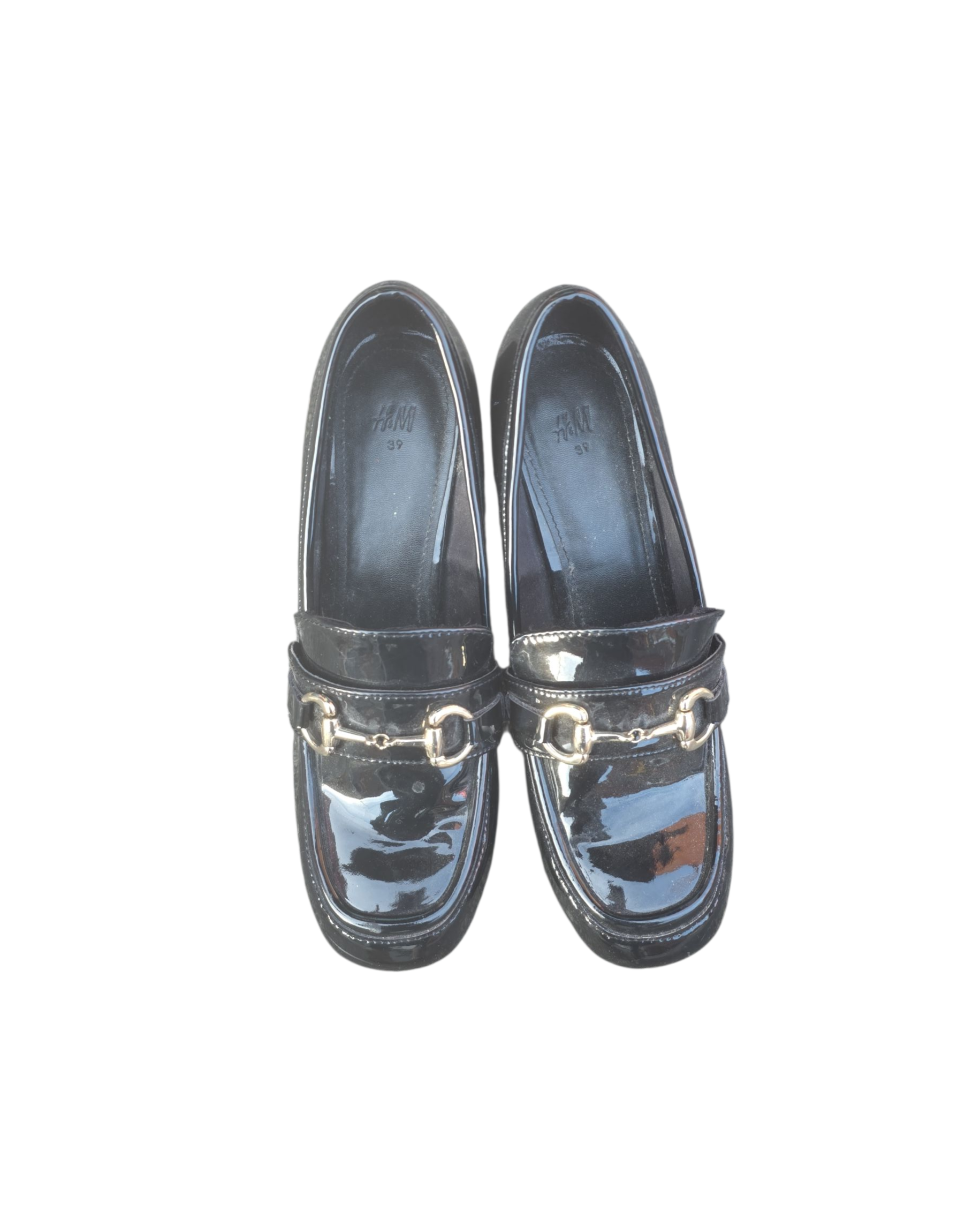 Black H&m Glossy heeled loaffers, 39
