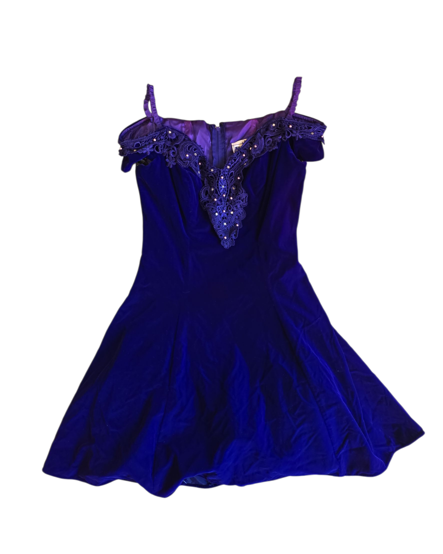 purple zum zum vtg off shoulder dress, 7/8
