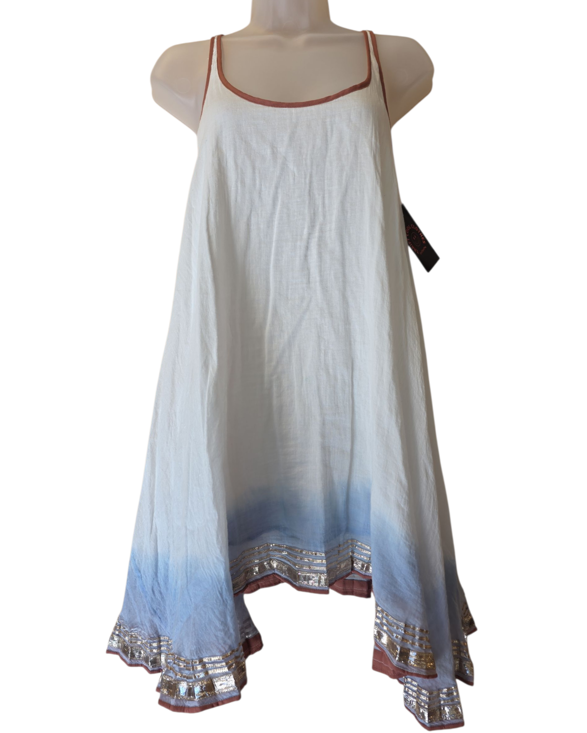 white free people razor back mini dress, s